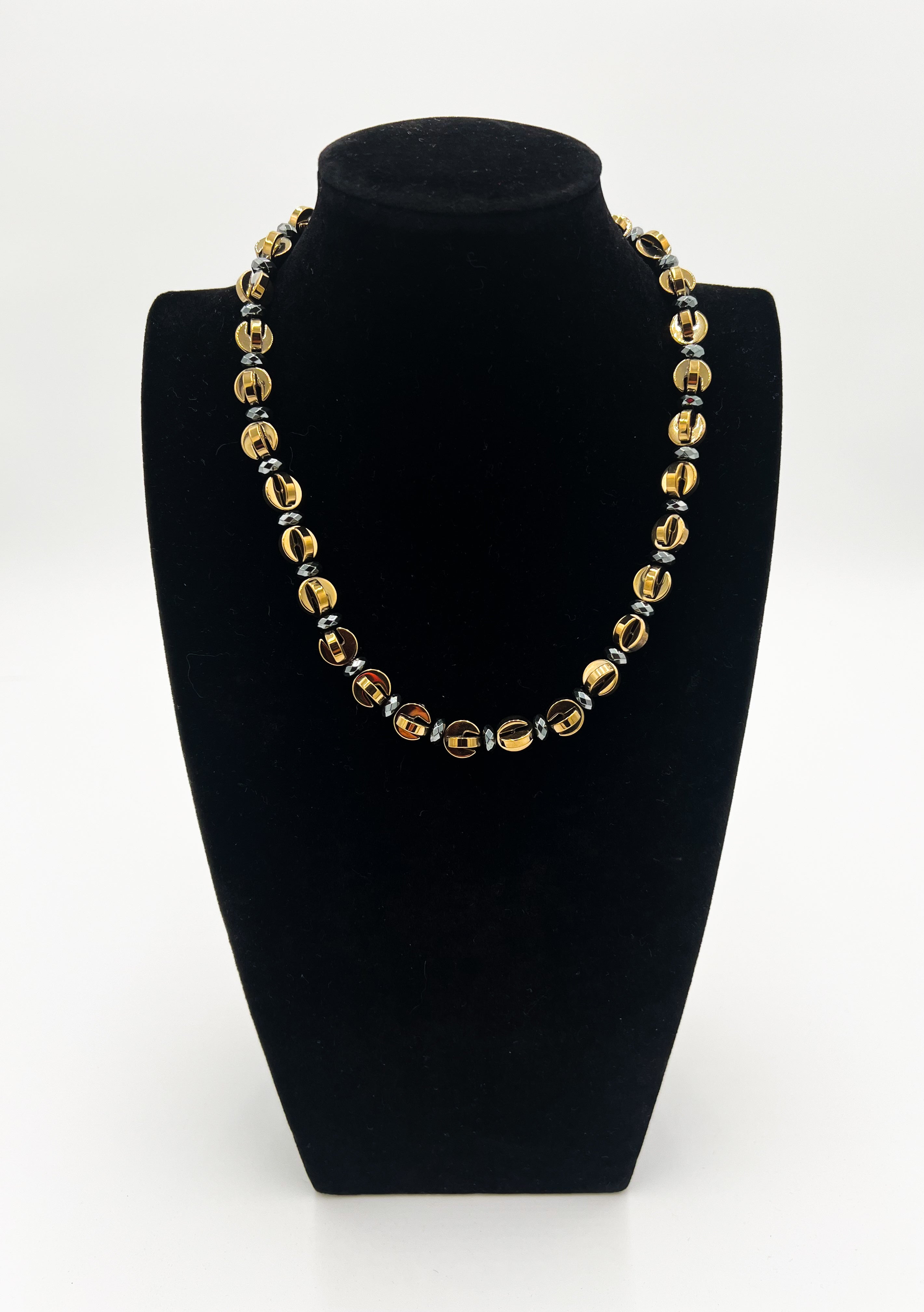 Pyrite Half Circles & Tourmaline Necklace & Bracelet Set