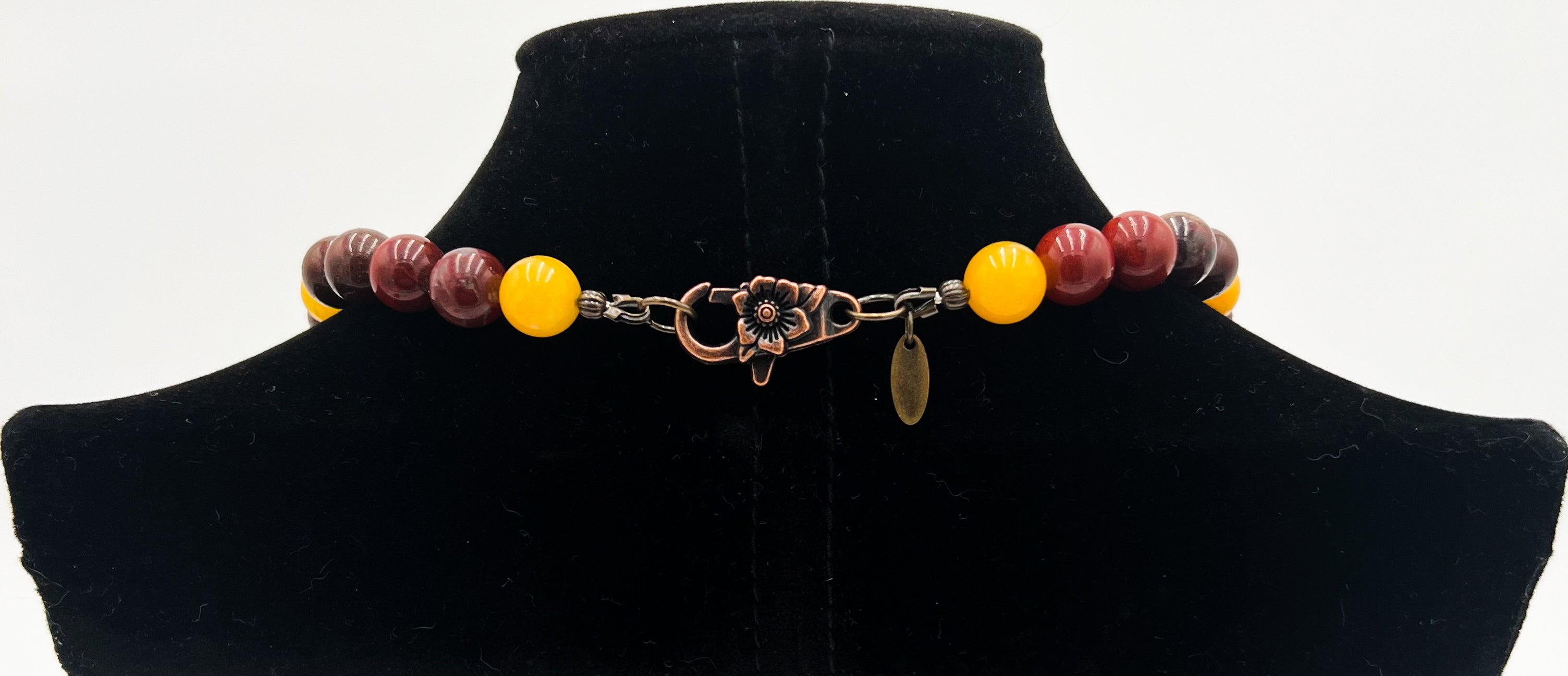 Red Jasper & Yellow Jade Necklace & Bracelet Set