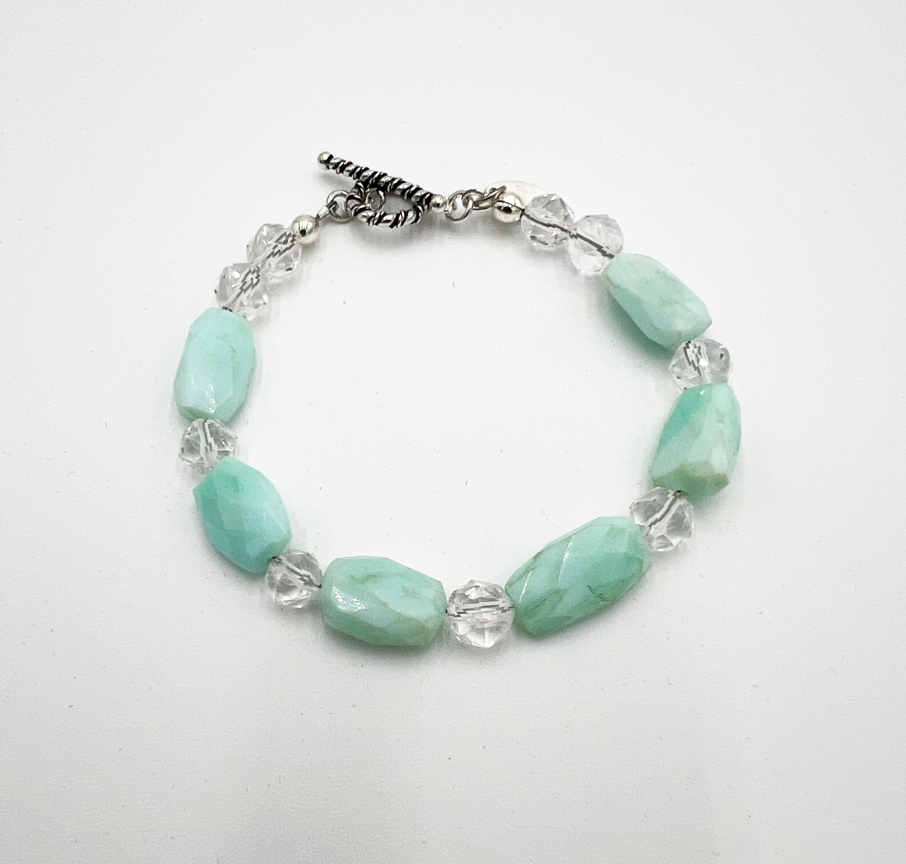 Blue Peruvian Opal & Quartz - Necklace & Bracelet Set