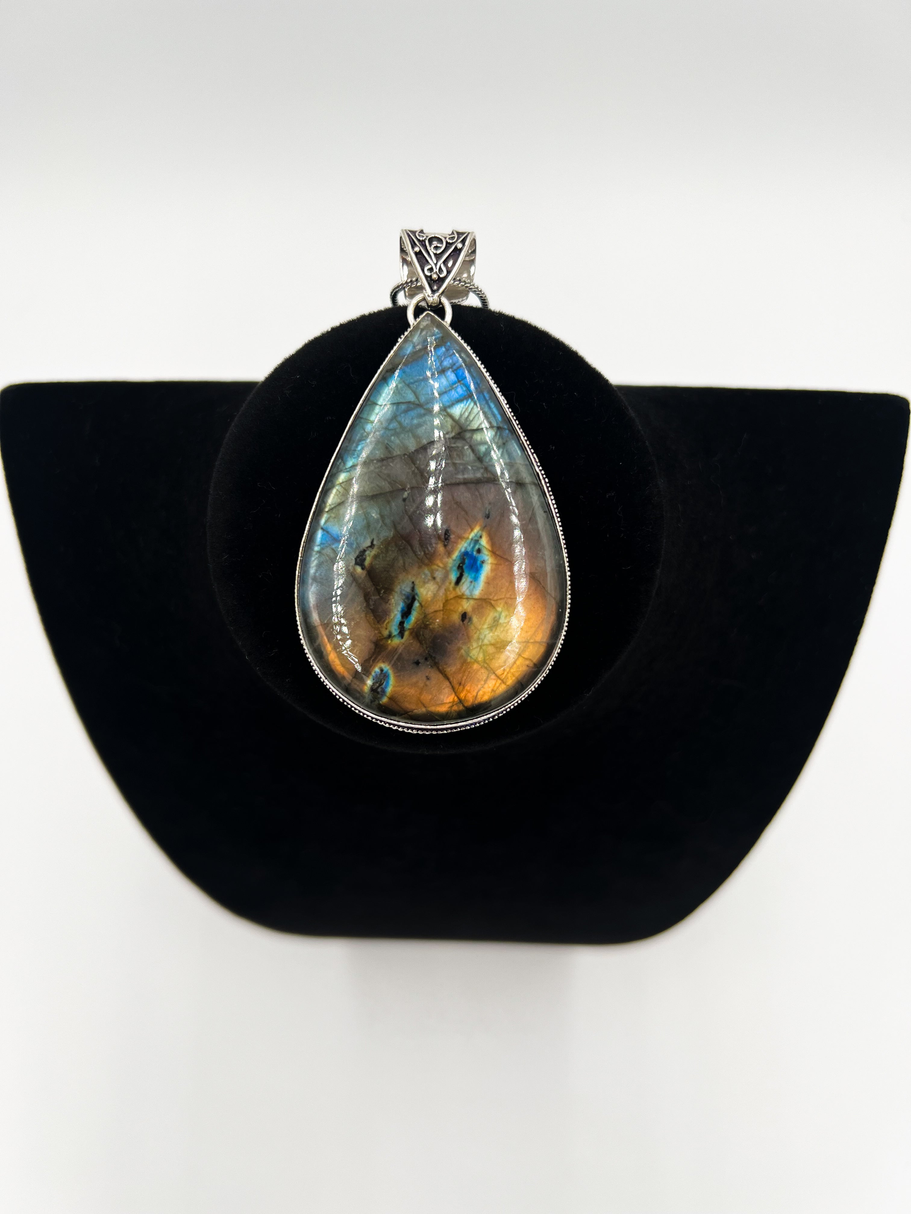 Rare Black Labradorite Necklace 20"