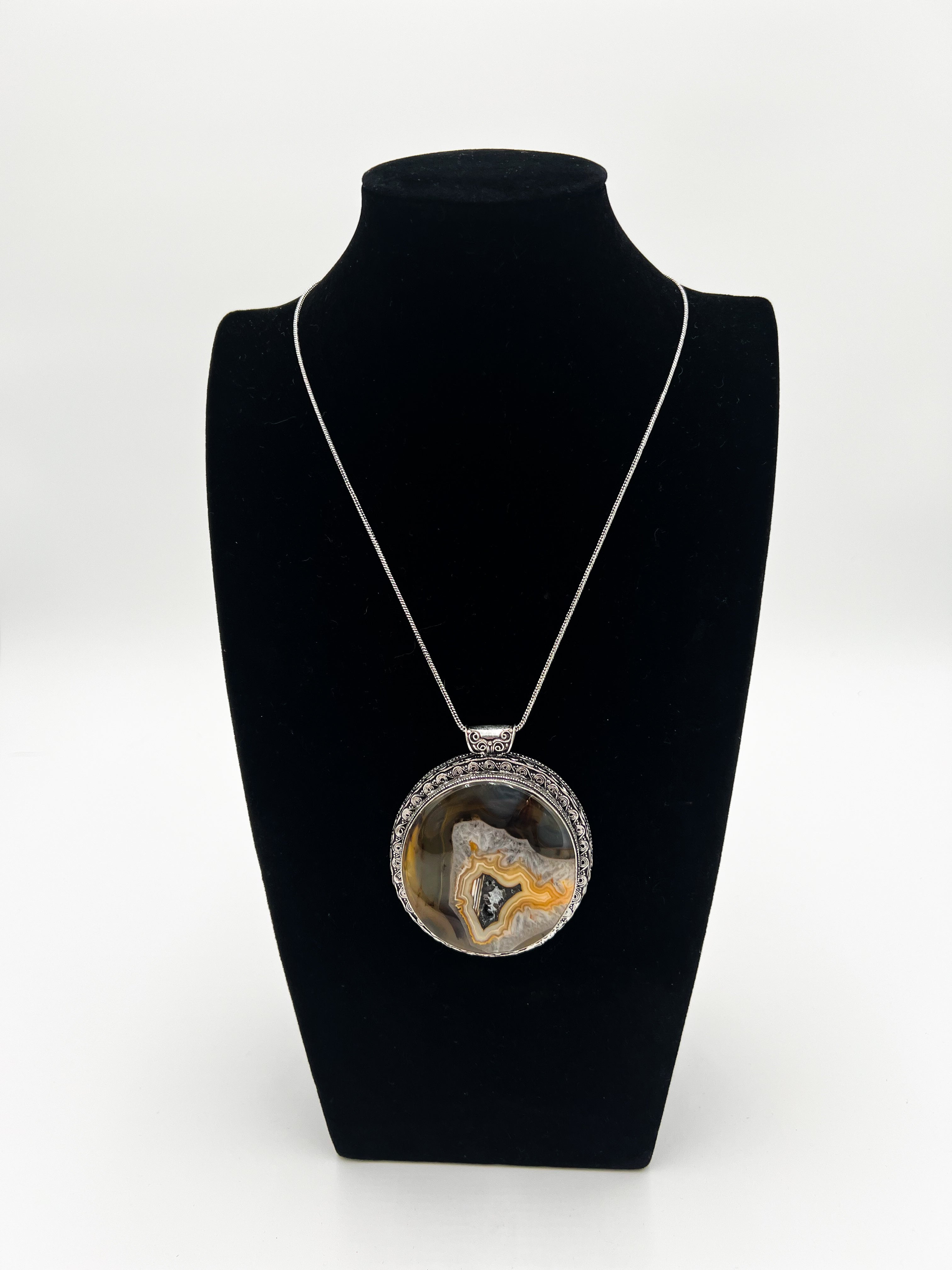 Brown Crazy Lace Agate Necklace 20"