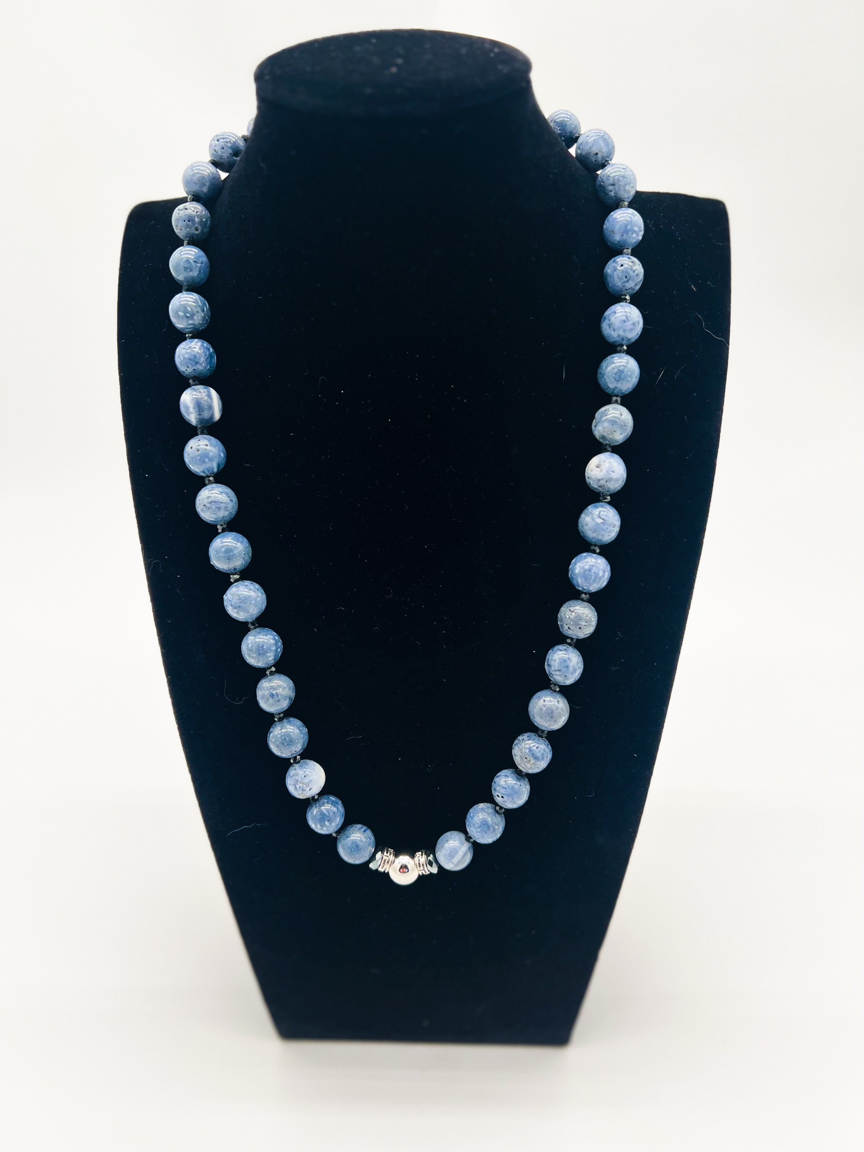 Blue Sponge Coral Necklace 22.5"