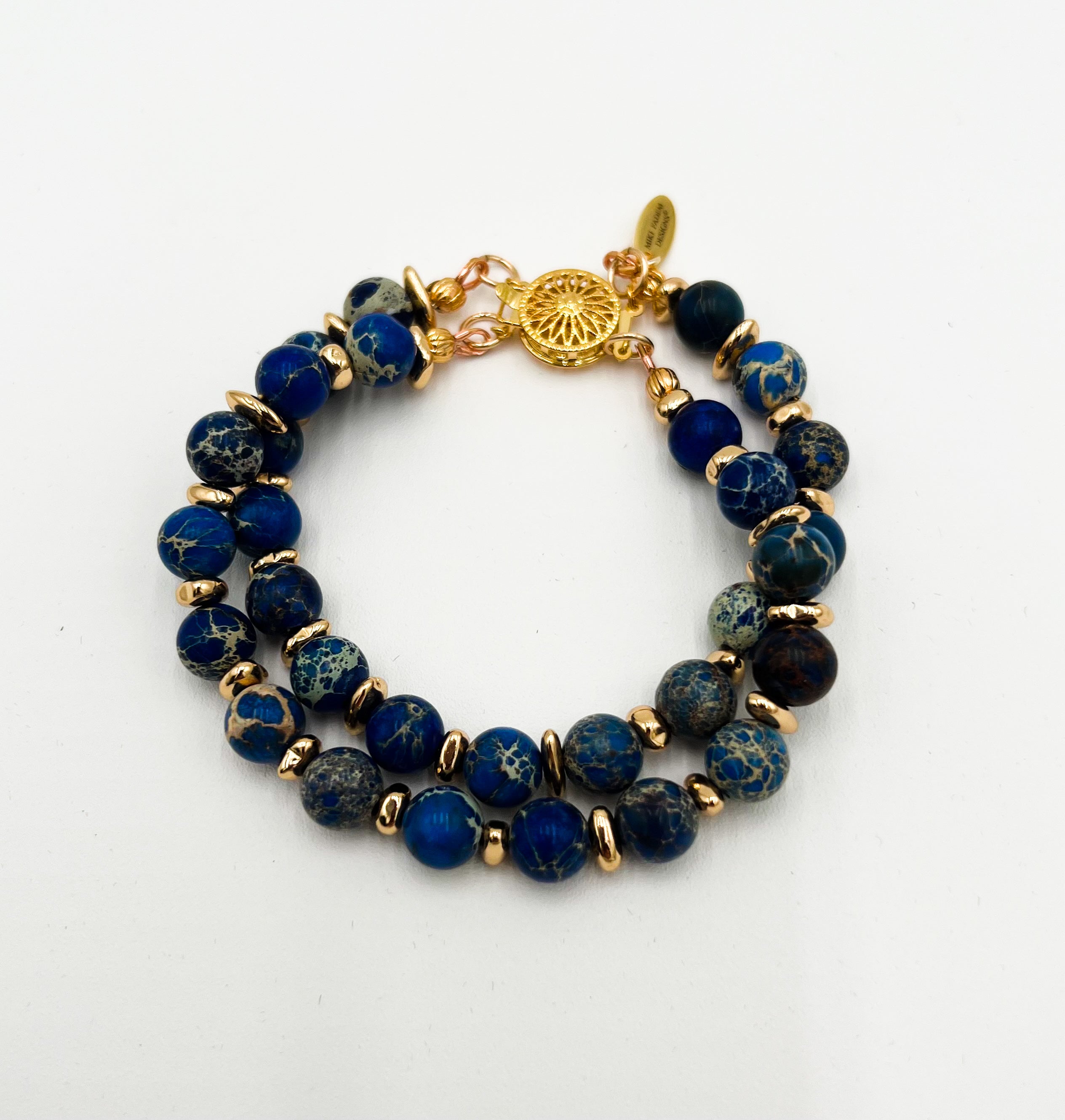 Blue Jasper - Double Layer Bracelet 7"