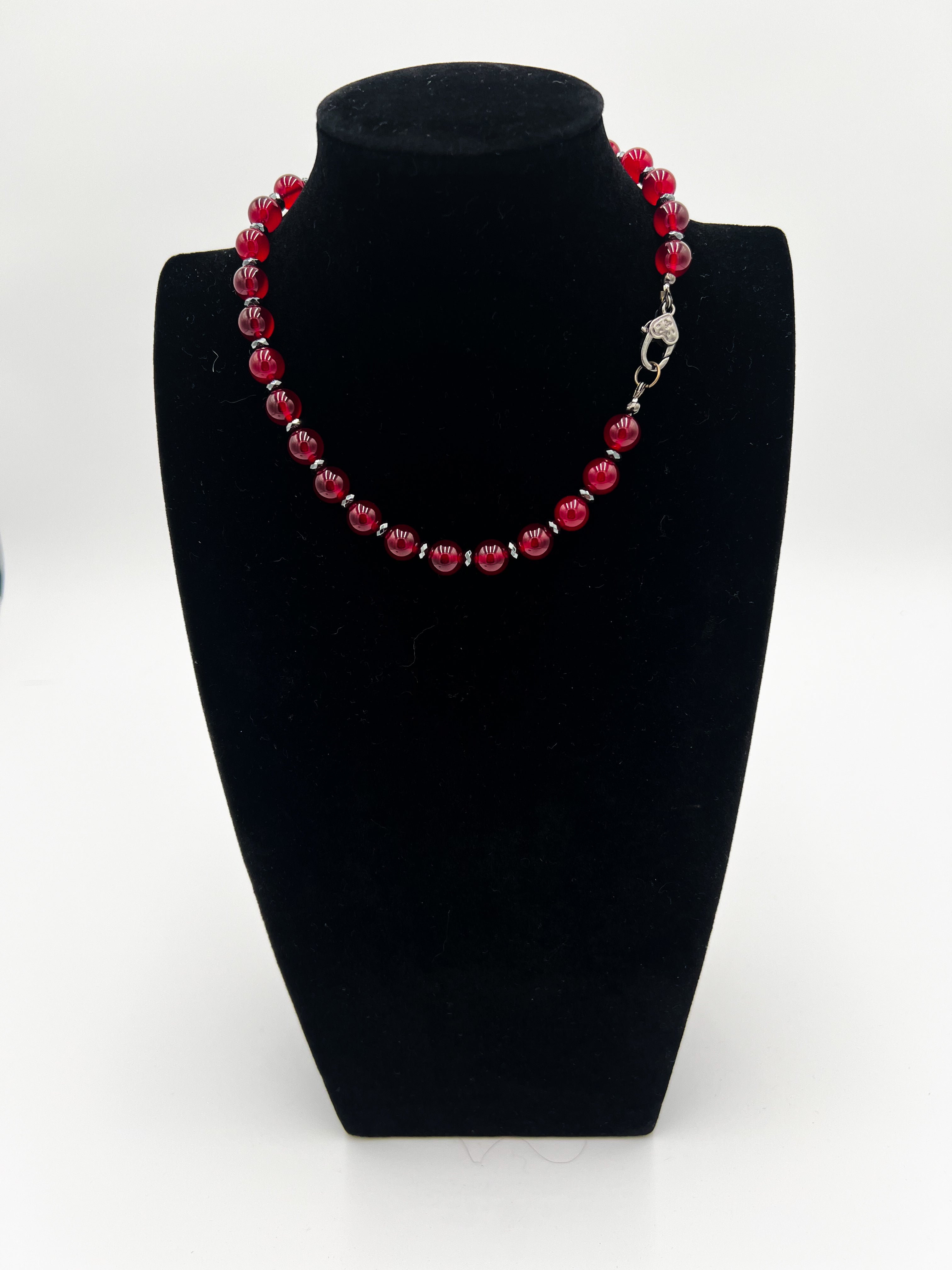 Red Jade Necklace & Bracelet Set