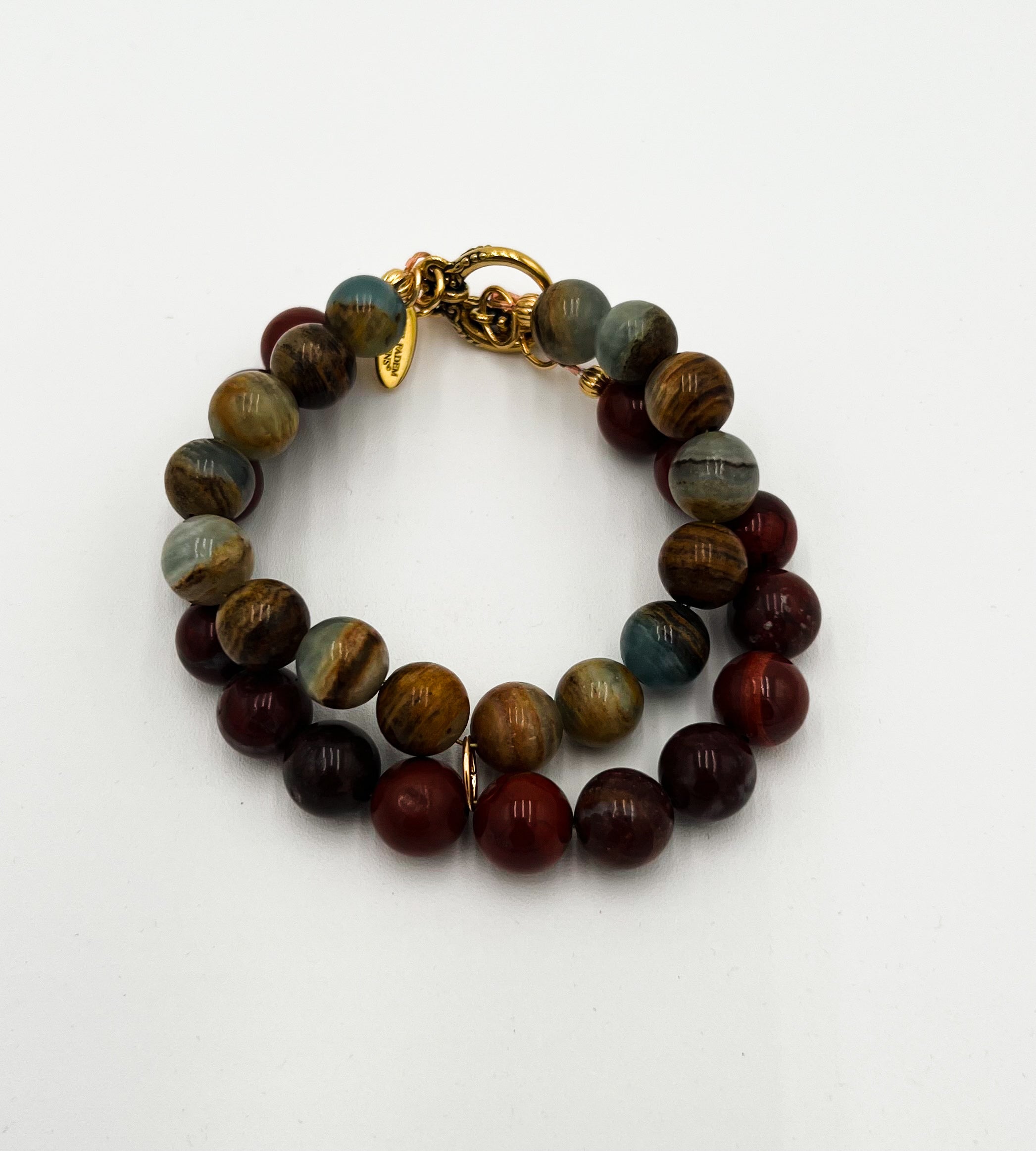 Aquatine & Red Jasper - Double Layer Bracelet 6.5"