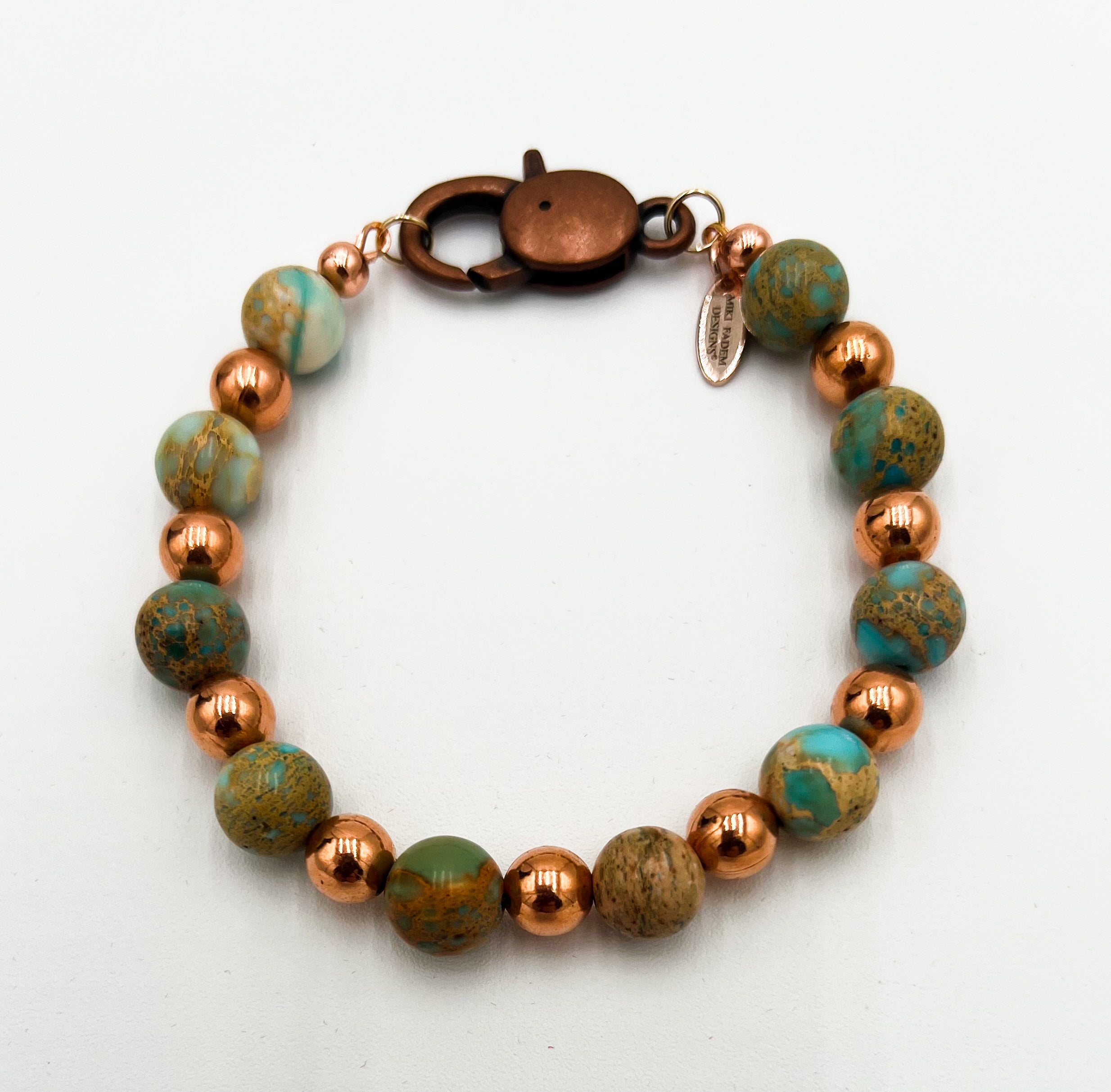 Turquoise Jasper & Copper Bracelet 7.5"