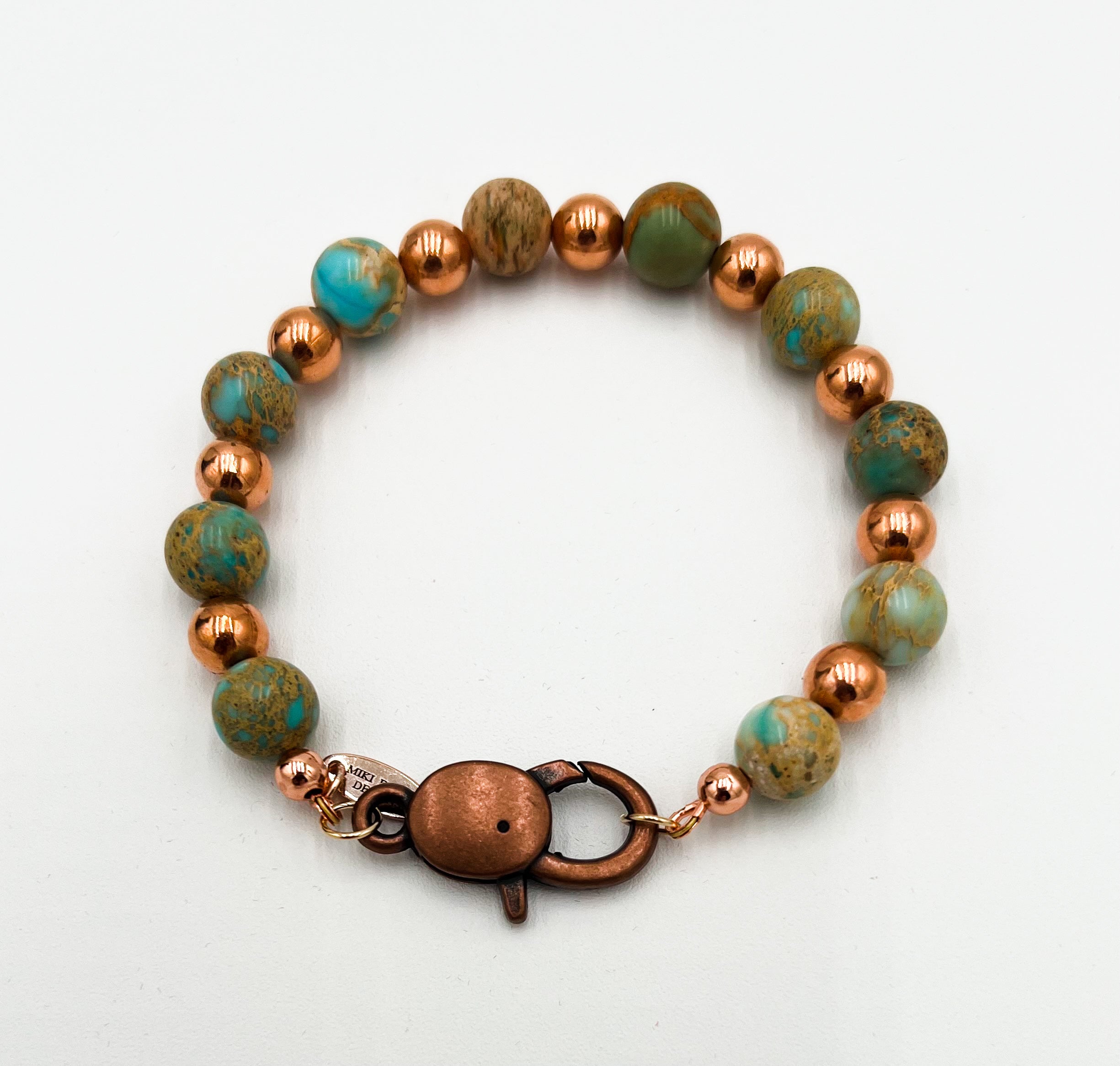 Turquoise Jasper & Copper Bracelet 7.5"