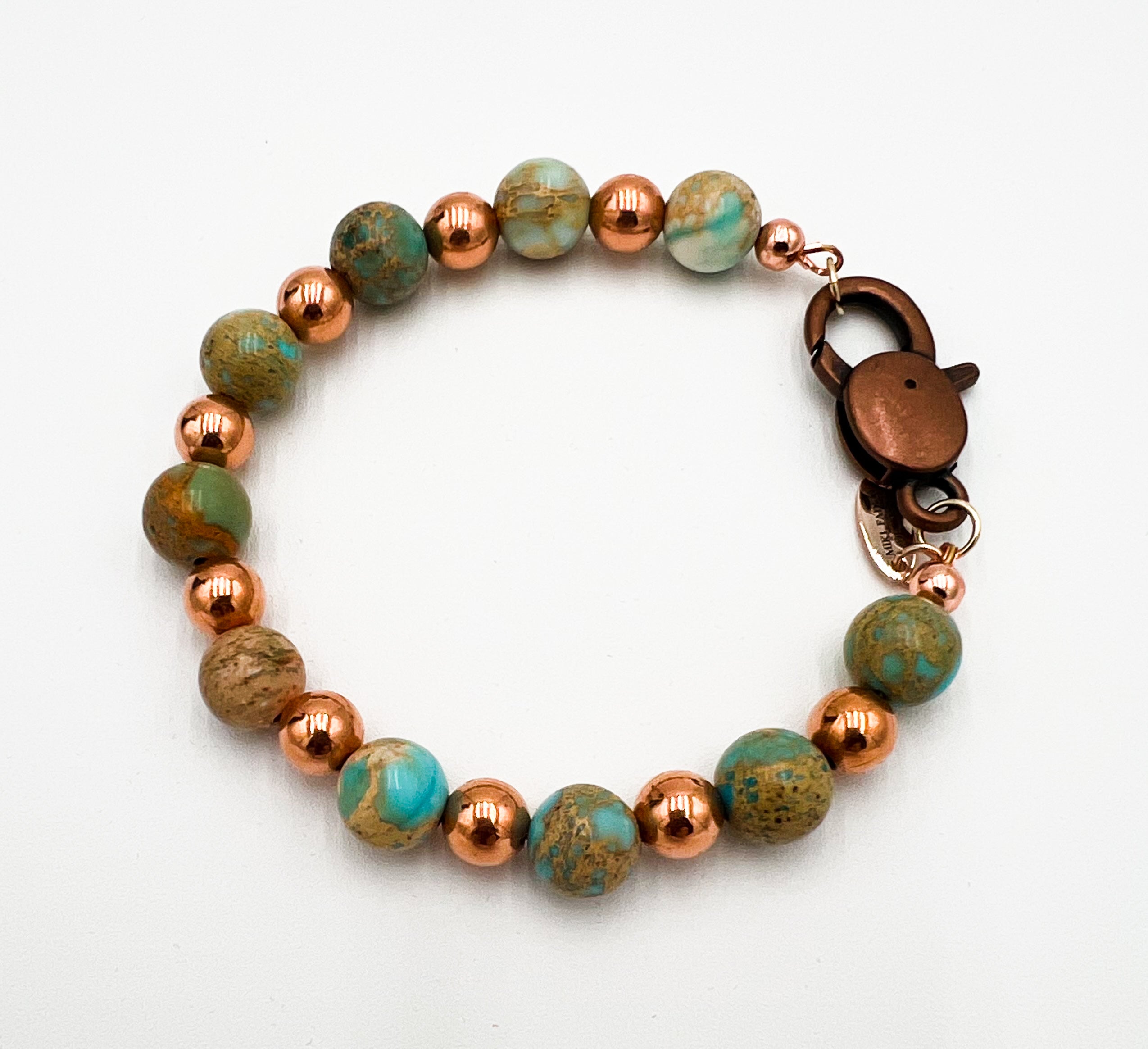 Turquoise Jasper & Copper Bracelet 7.5"