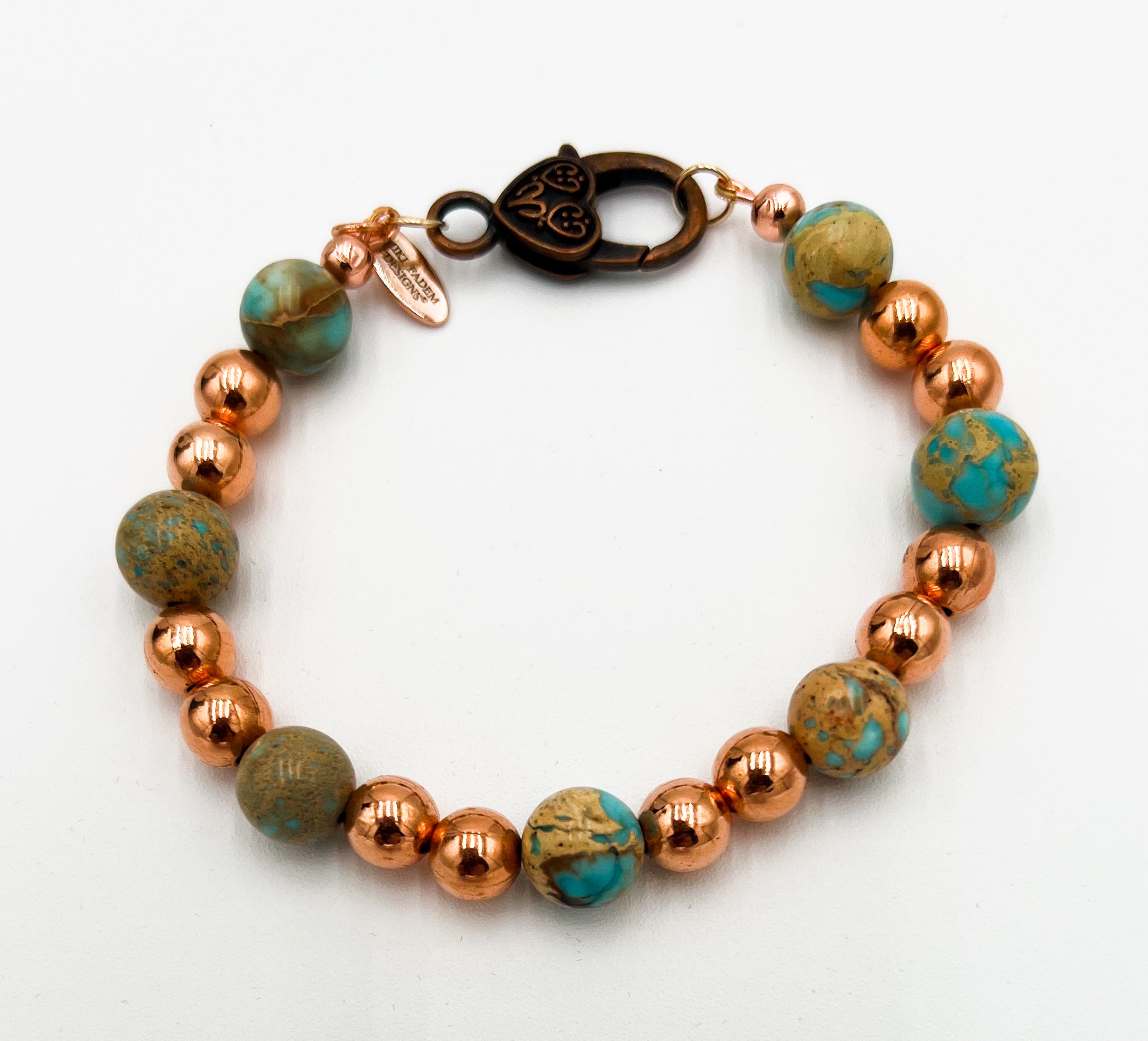 Turquoise Jasper & Copper Bracelet 7"