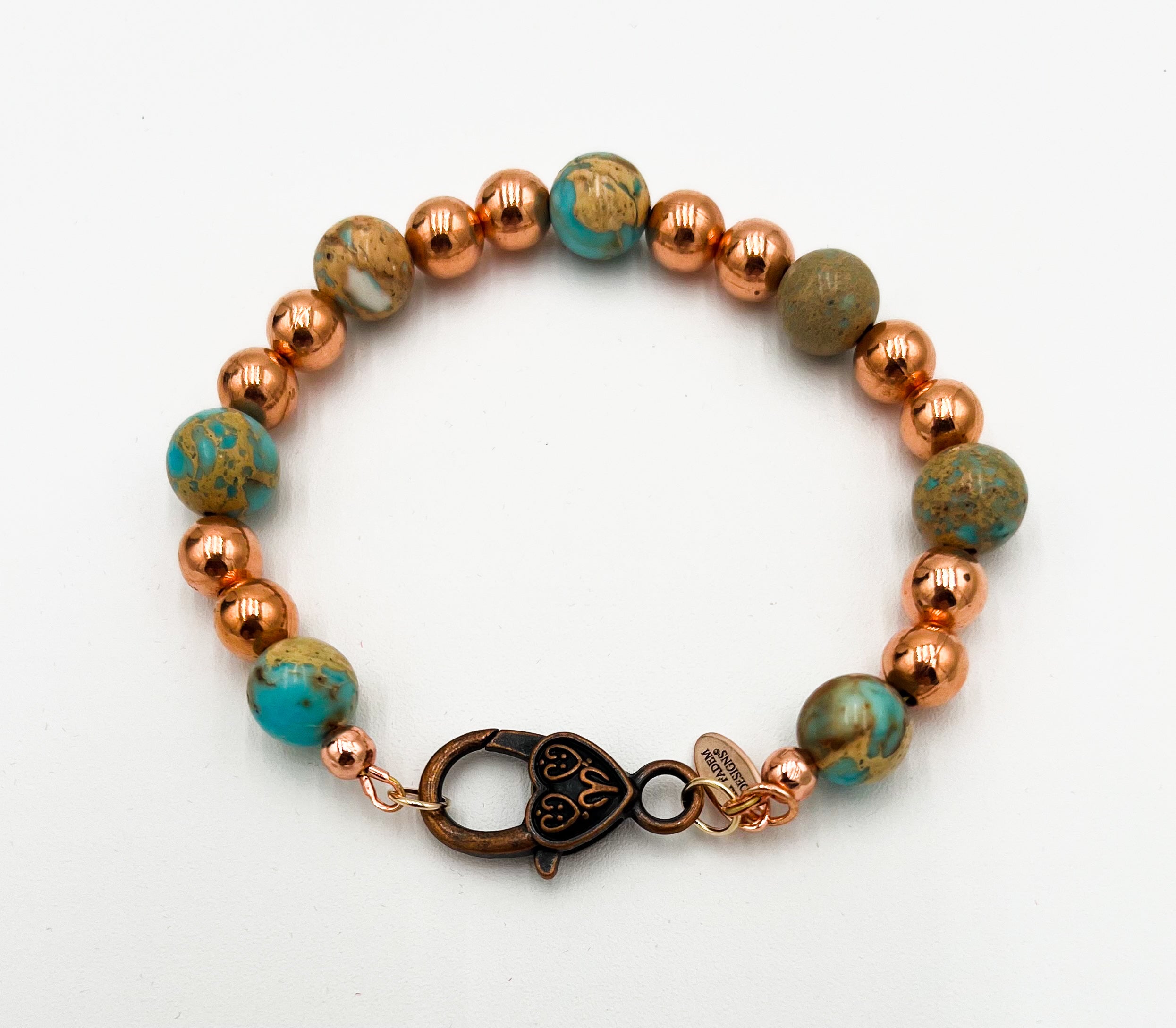 Turquoise Jasper & Copper Bracelet 7"