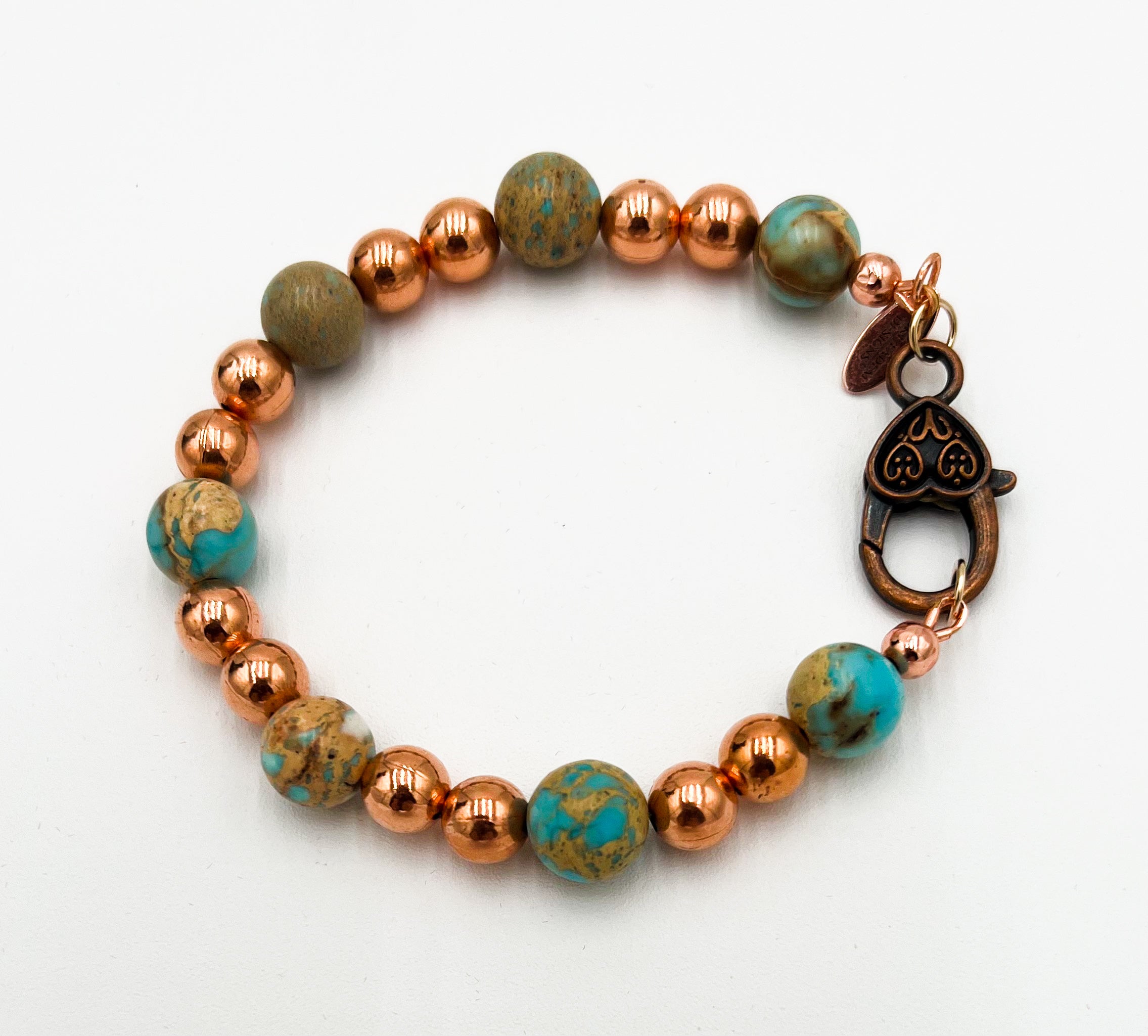 Turquoise Jasper & Copper Bracelet 7"