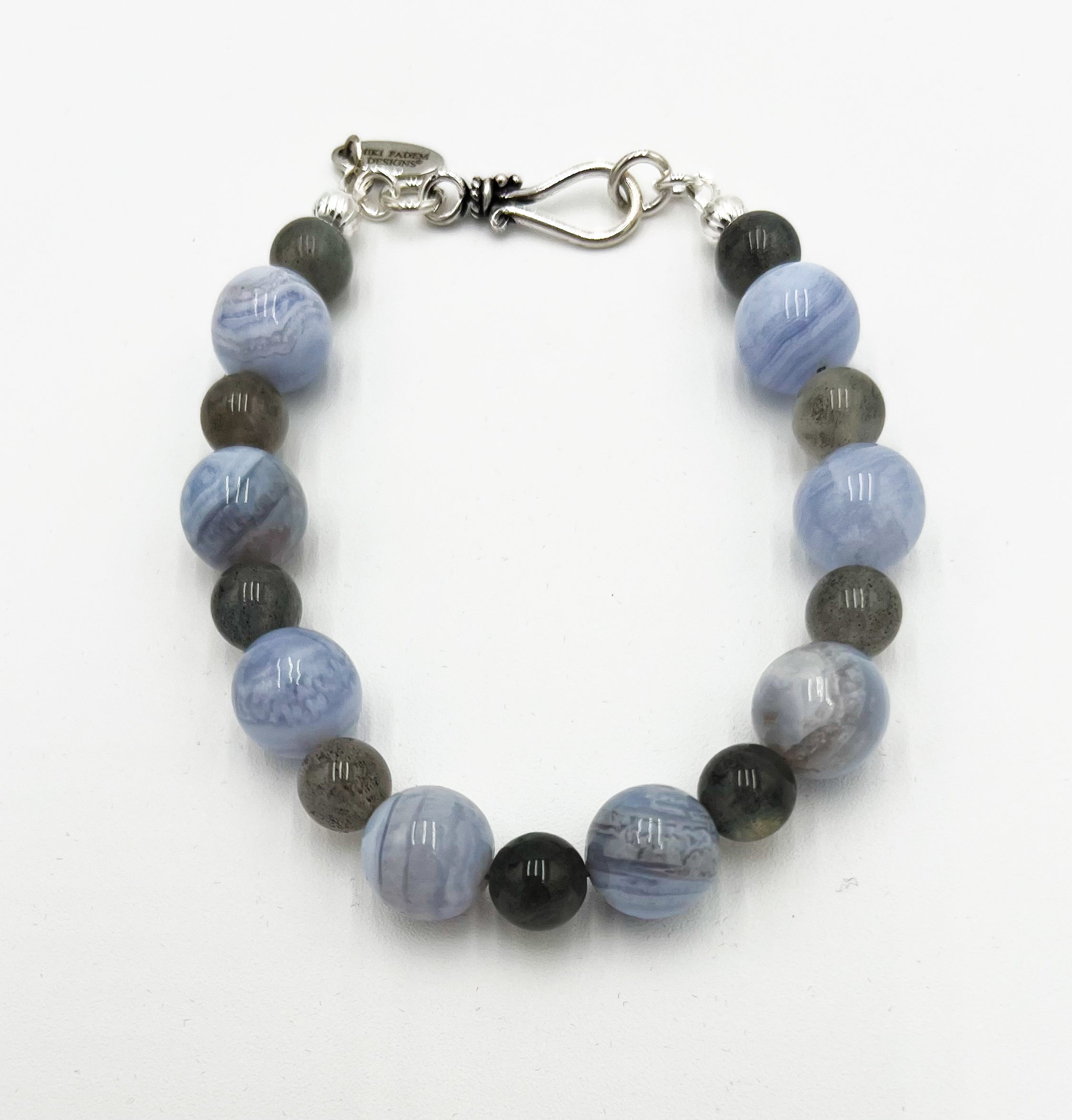 Rainbow Labradorite & Blue Lace Agate Bracelet 7 1/4"