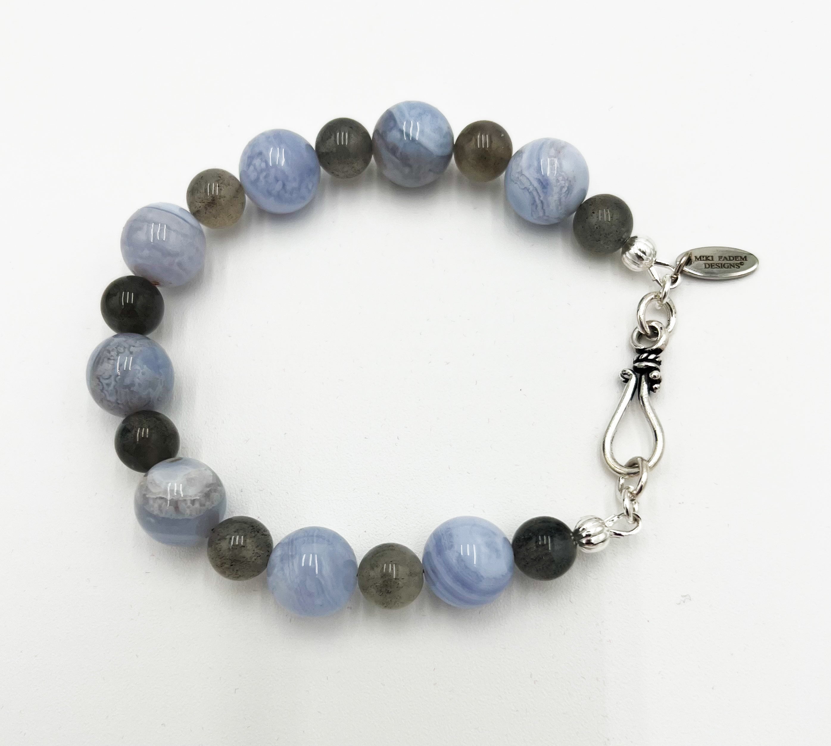 Rainbow Labradorite & Blue Lace Agate Bracelet 7 1/4"