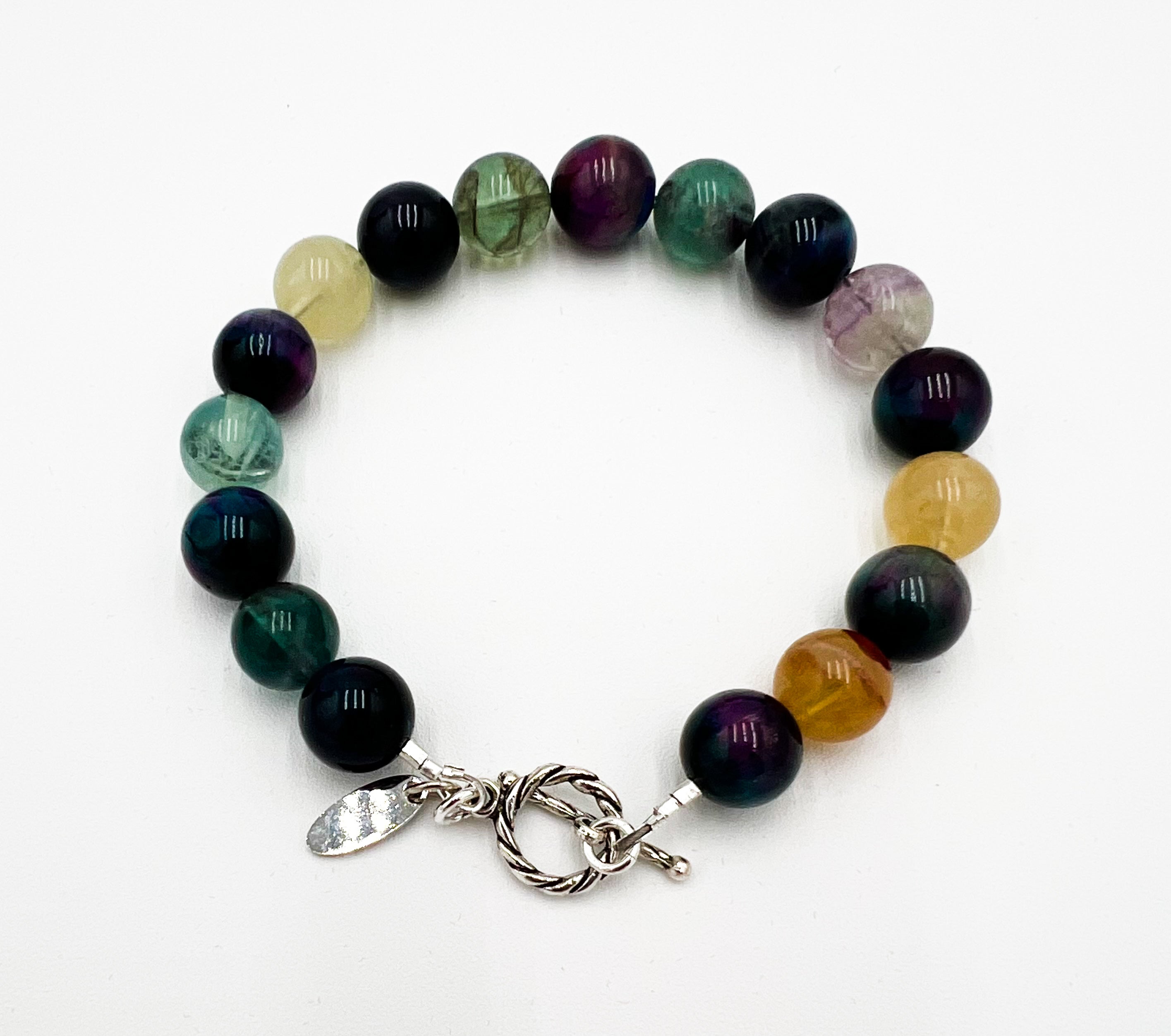 Cat Eye Aurora Tiger Eye & Florite Bracelet 7"