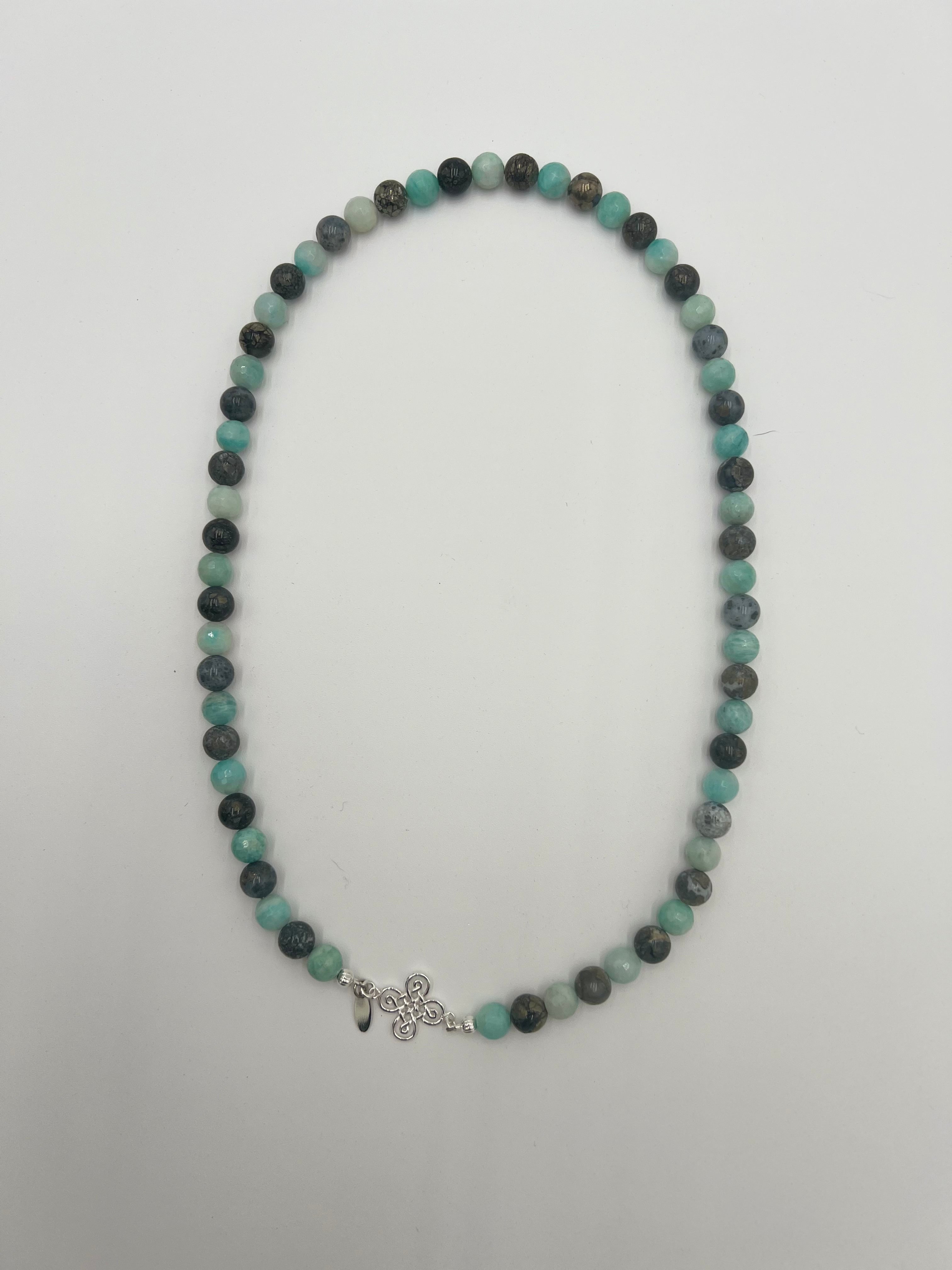 Amazonite & Marcasite Necklace 25"