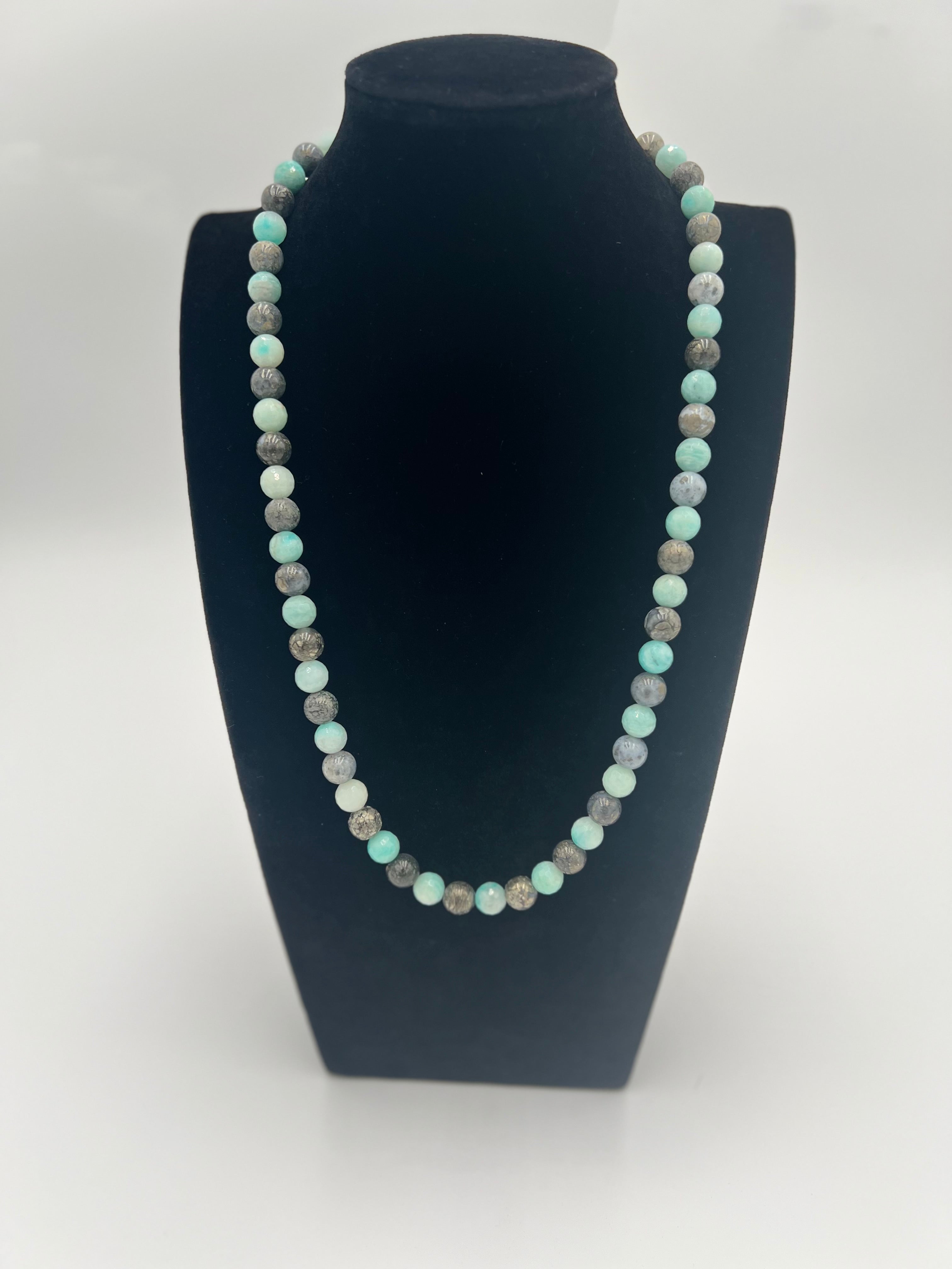 Amazonite & Marcasite Necklace 25"