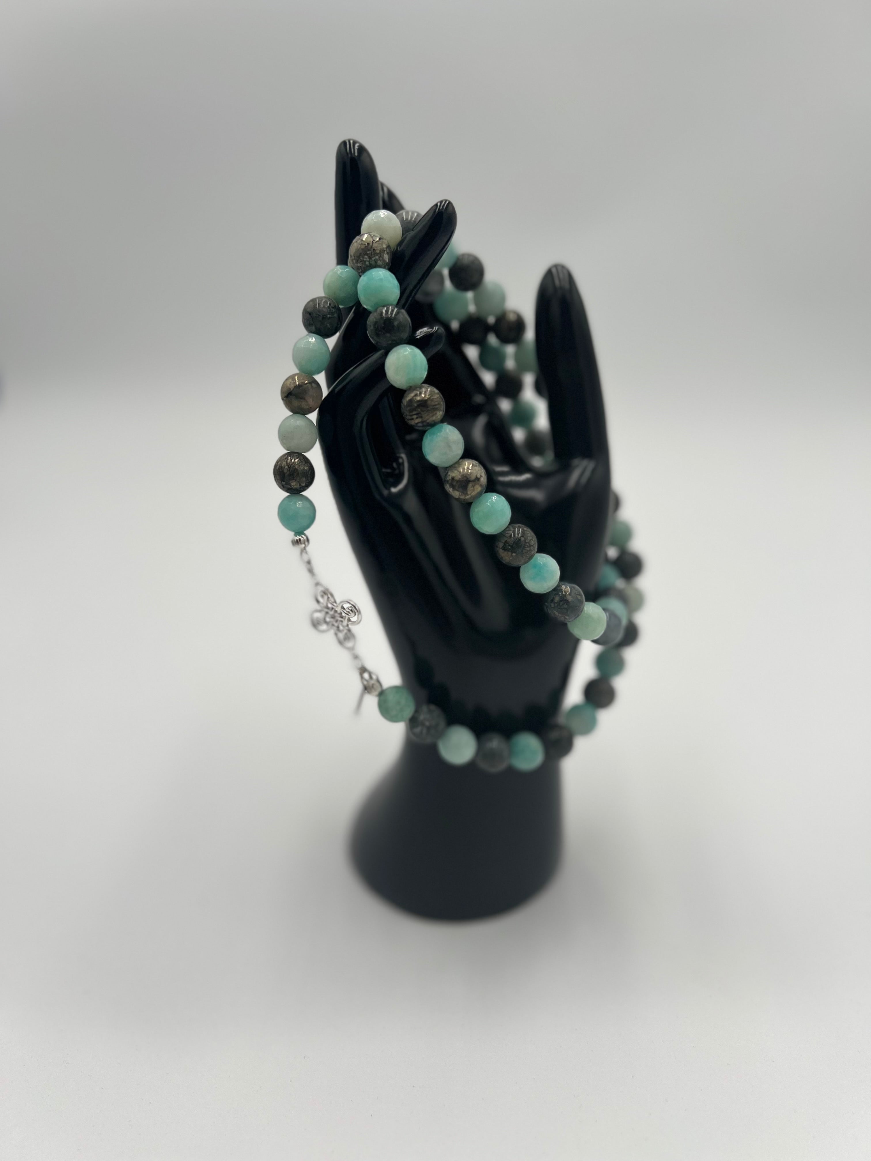 Amazonite & Marcasite Necklace 25"