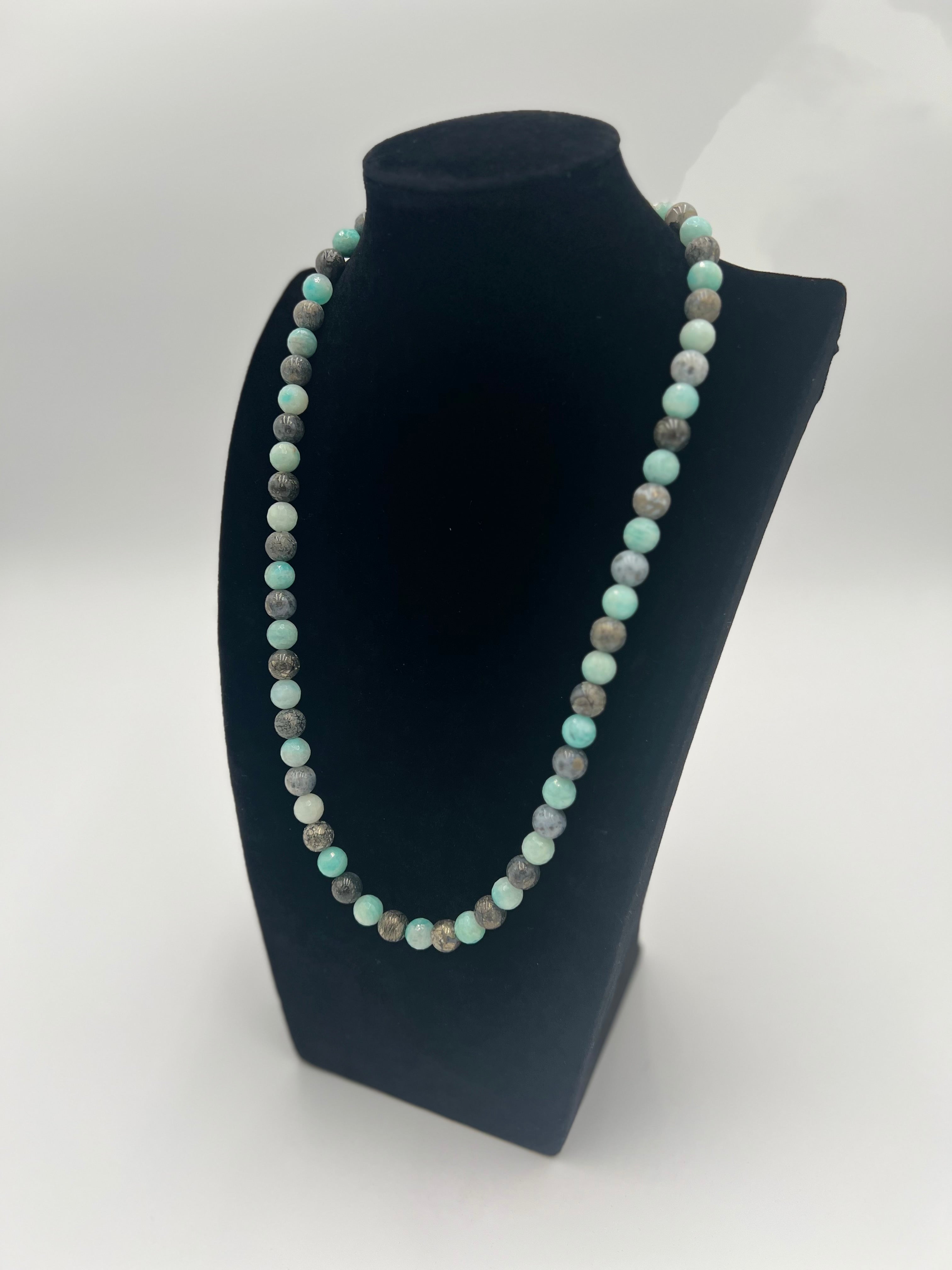 Amazonite & Marcasite Necklace 25"
