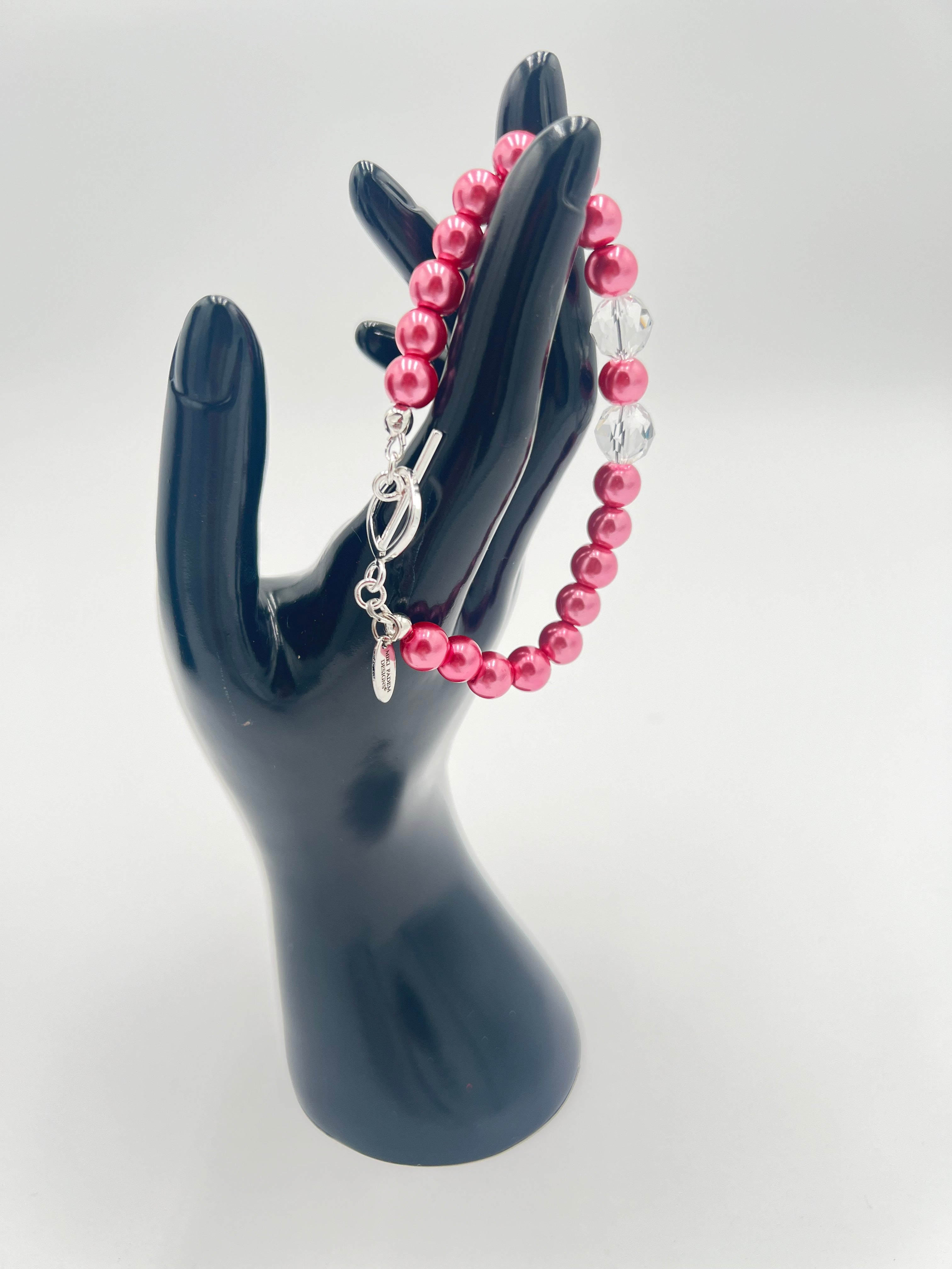 Pink Pearl & Rock Quartz Necklace & Bracelet Set