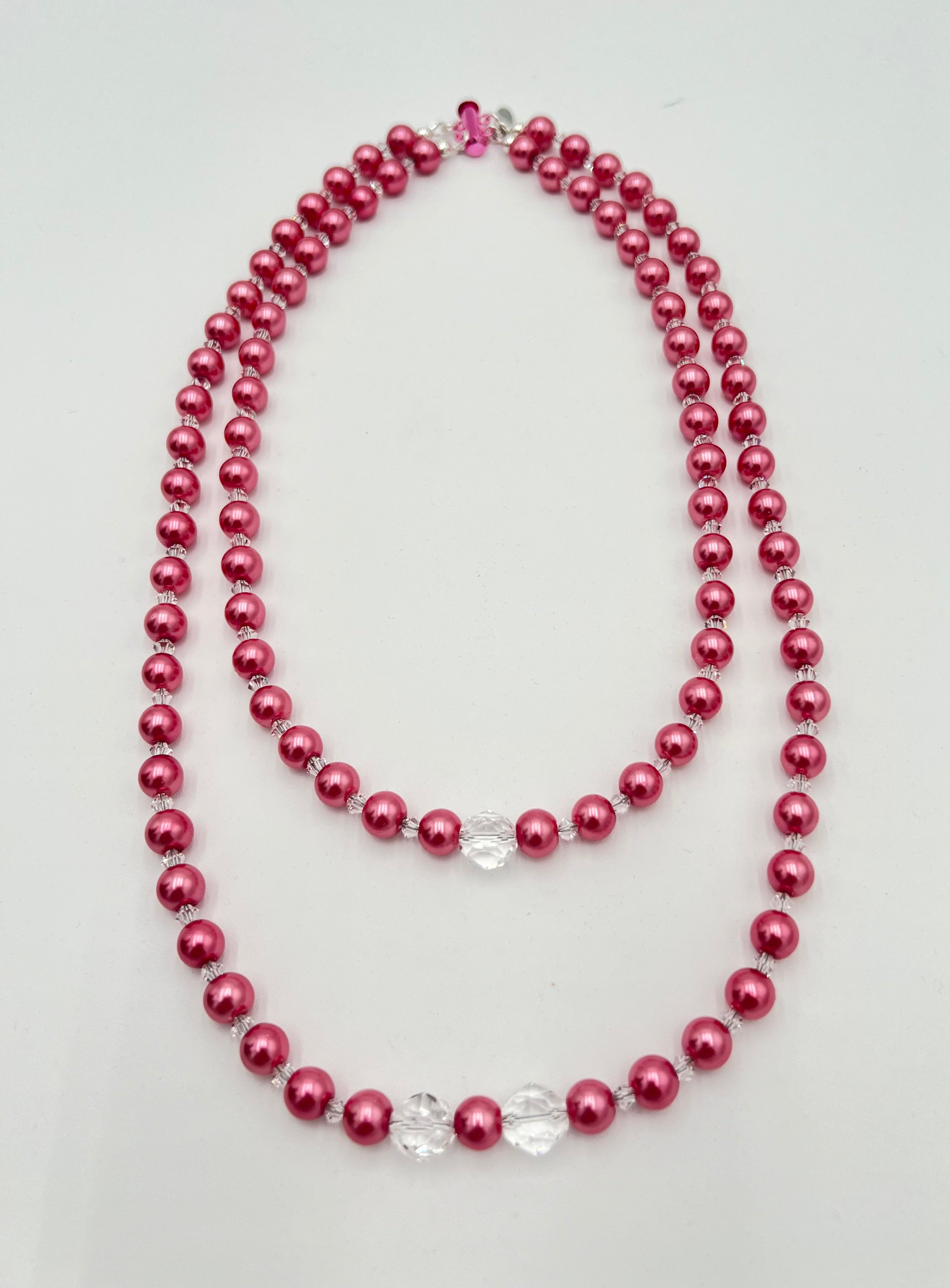 Pink Pearl & Rock Quartz Necklace & Bracelet Set