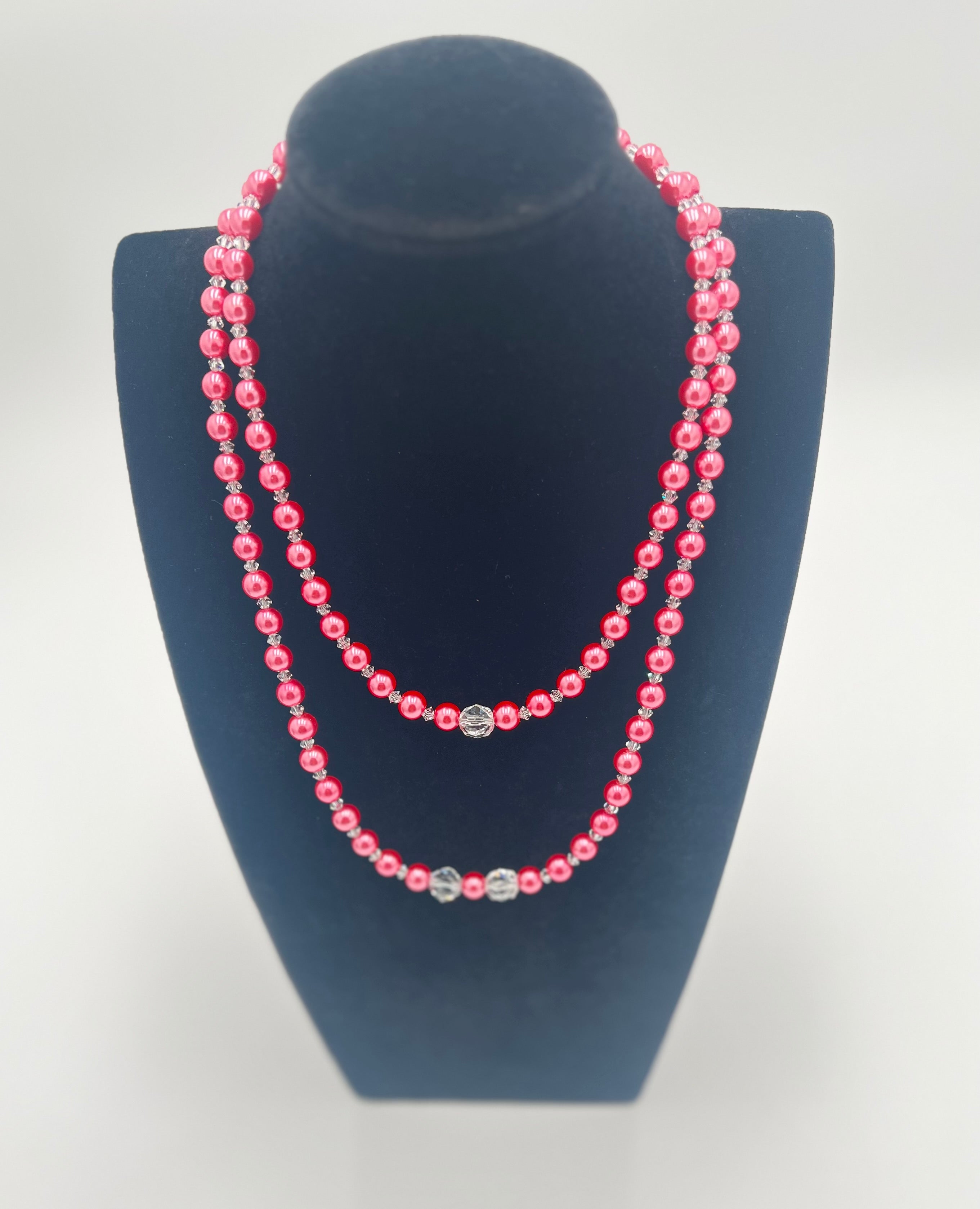 Pink Pearl & Rock Quartz Necklace & Bracelet Set