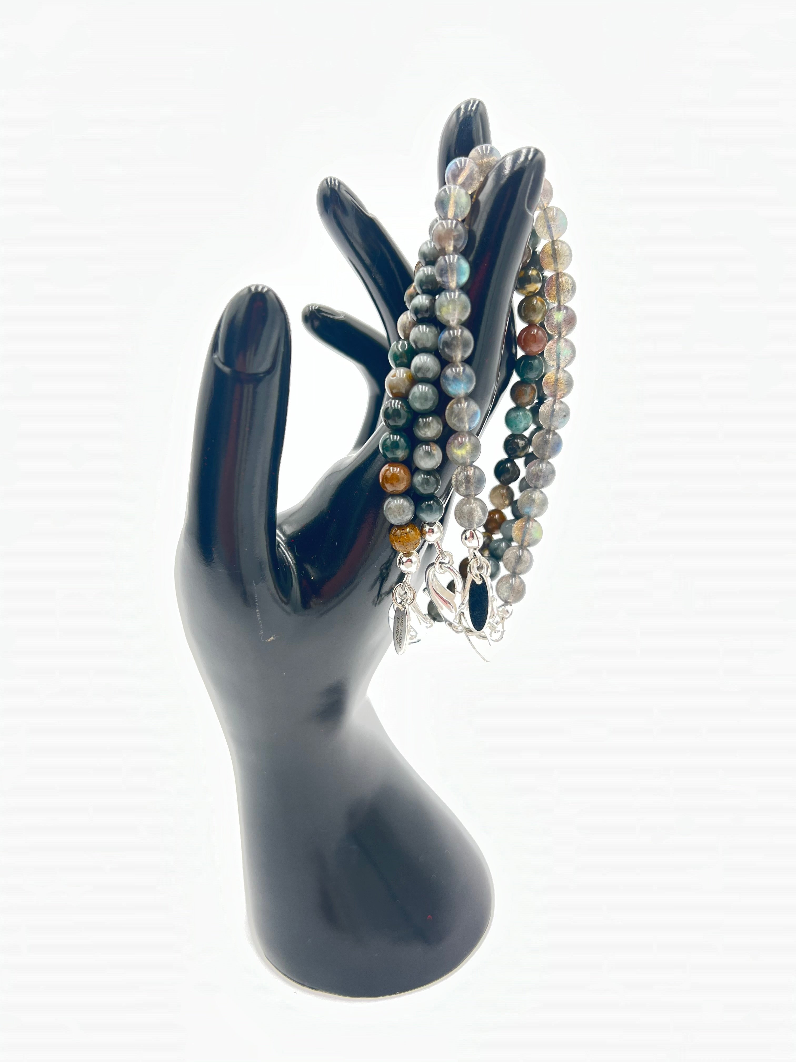 Gray Eagle Eye Bracelet-Stackable 7.5"