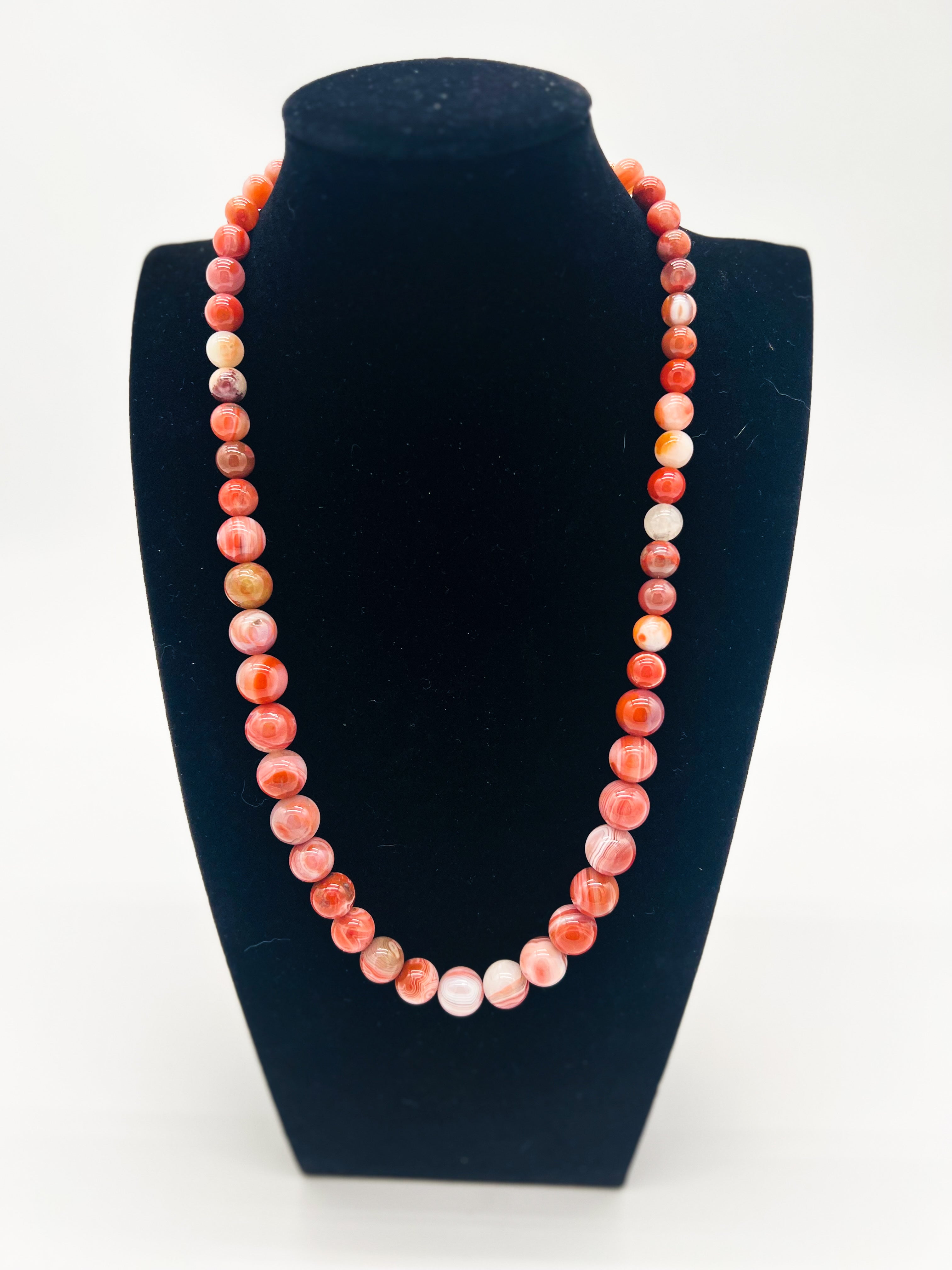 Red Moroccan Agate Necklace 26"