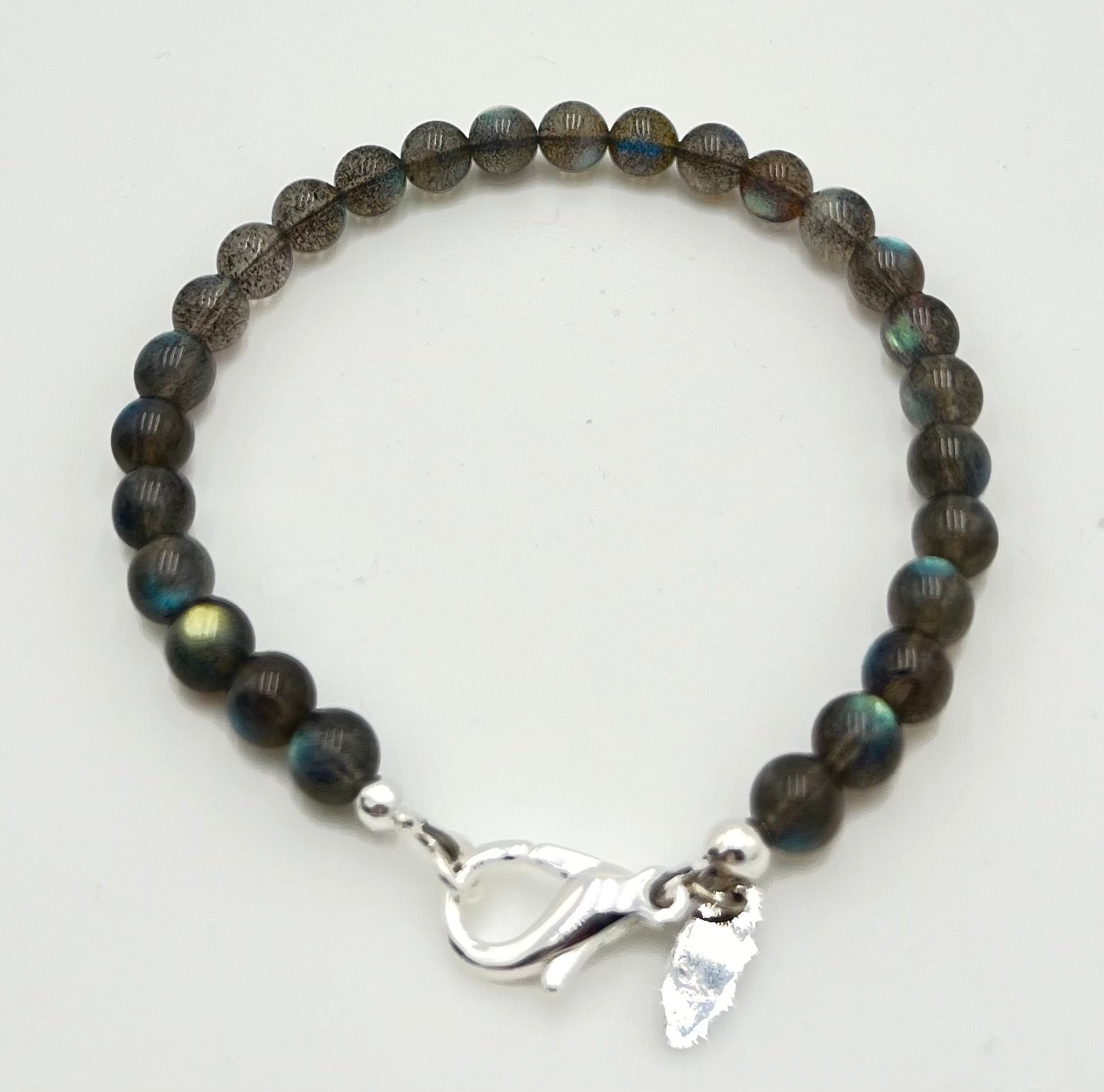 Blue Flashes Labradorite Bracelet-Stackable 7.5"