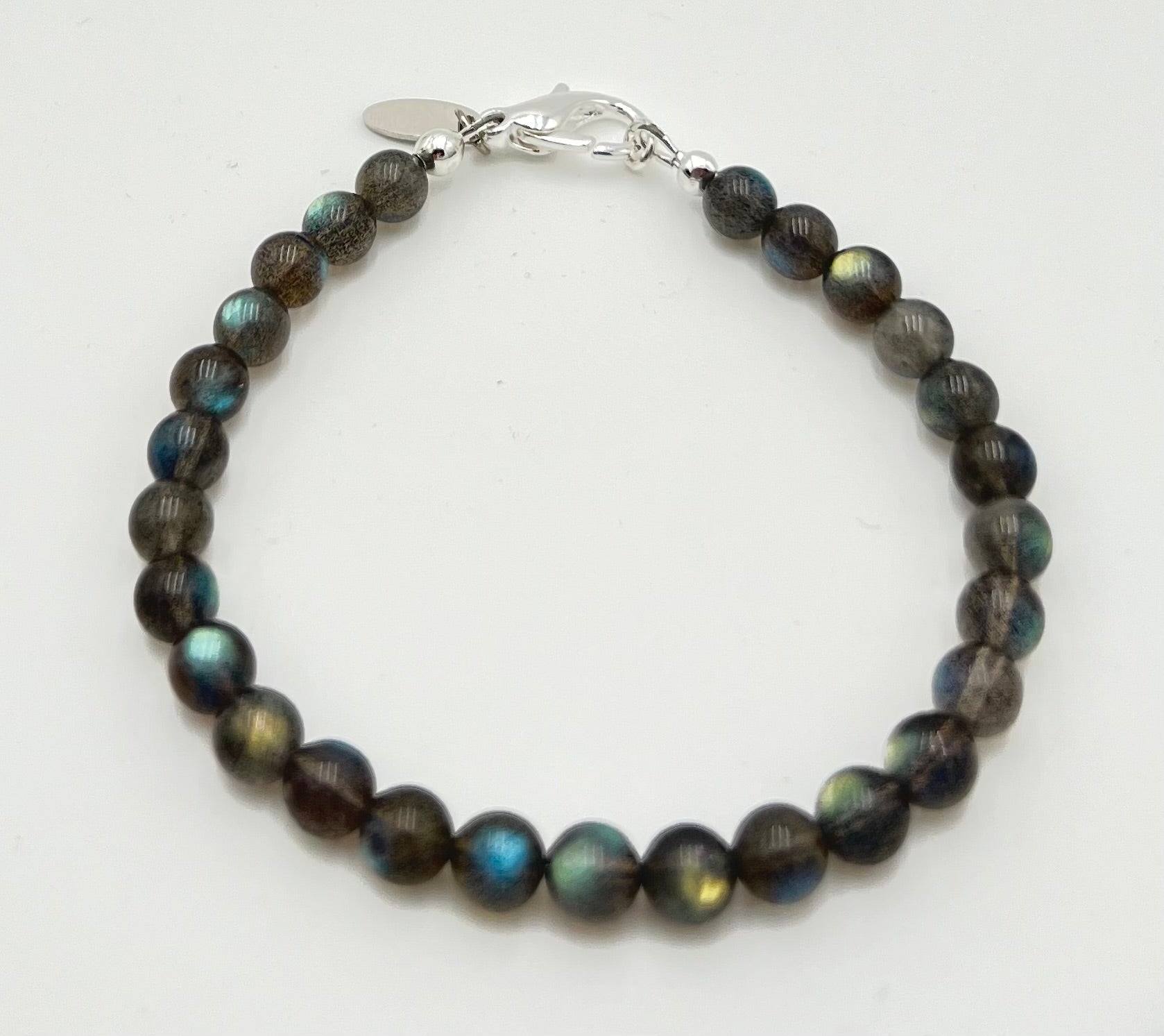 Blue Flashes Labradorite Bracelet-Stackable 7.5"