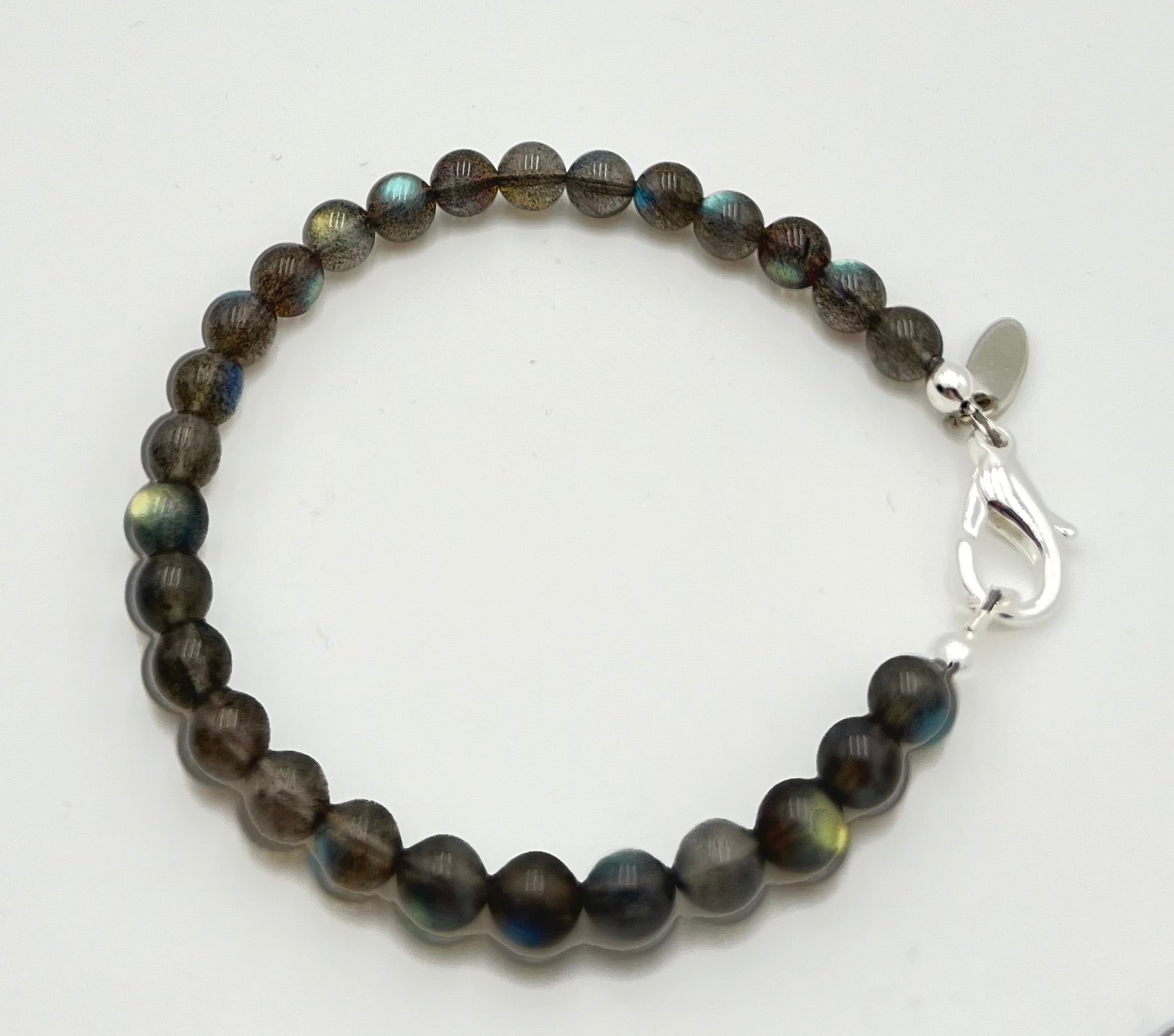 Blue Flashes Labradorite Bracelet-Stackable 7.5"