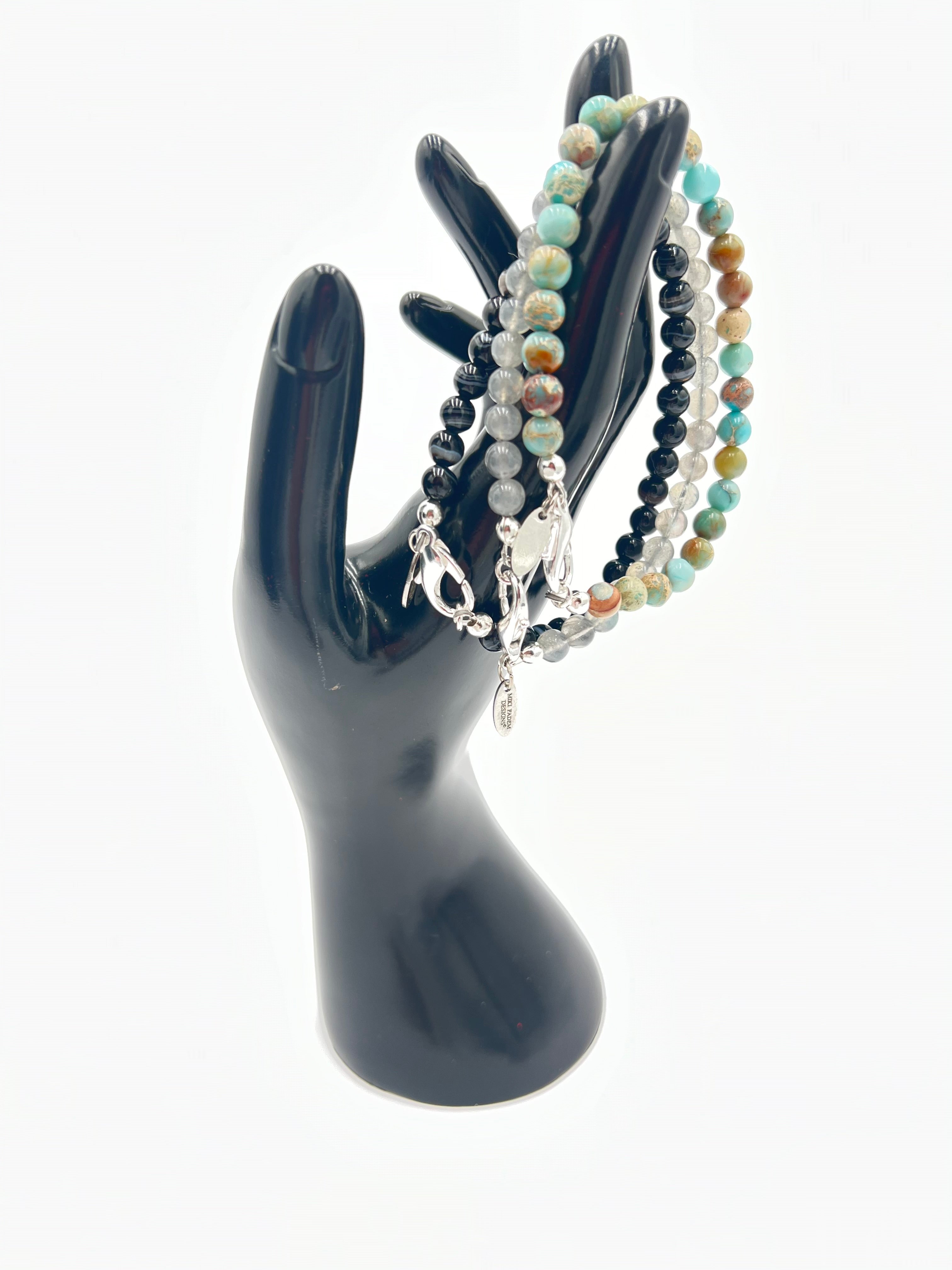 Tuxedo Agate Bracelet-Stackable 7.5"