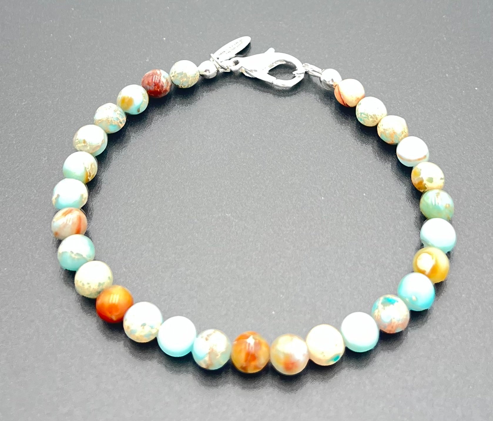 Turquoise Sea Sediment Jasper Bracelet-Stackable 7.5"
