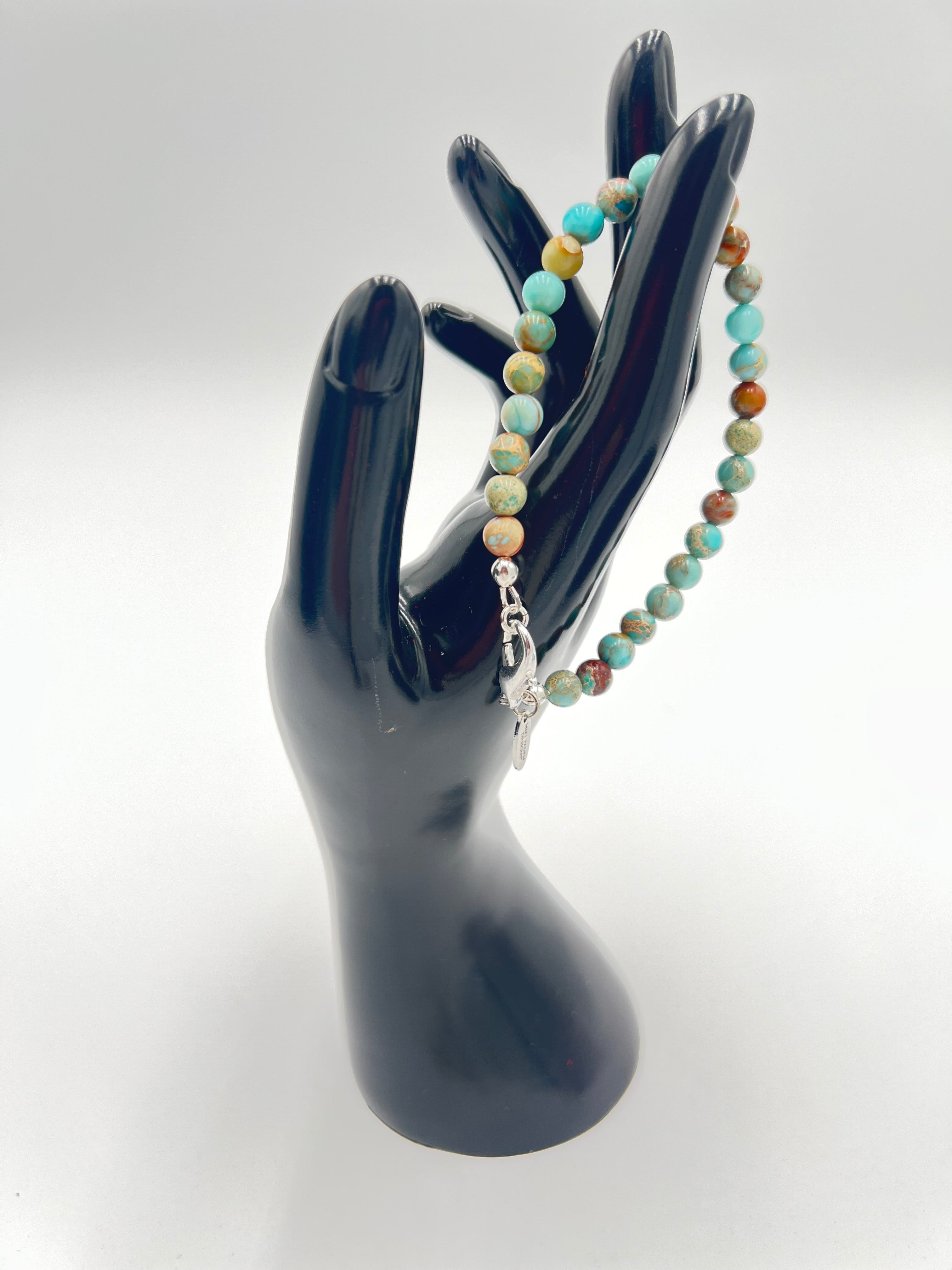 Turquoise Sea Sediment Jasper Bracelet-Stackable 7.5"