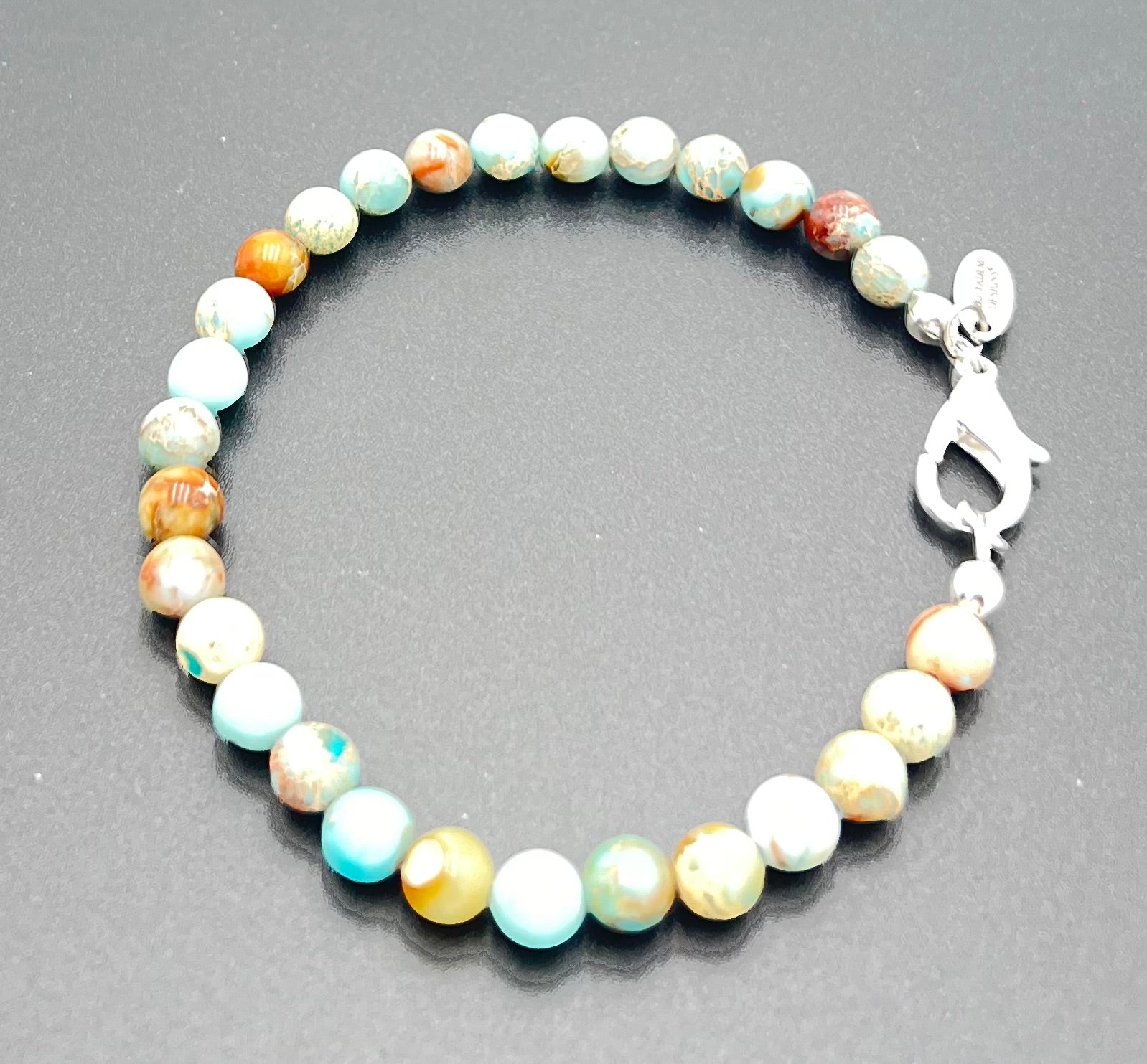 Turquoise Sea Sediment Jasper Bracelet-Stackable 7.5"