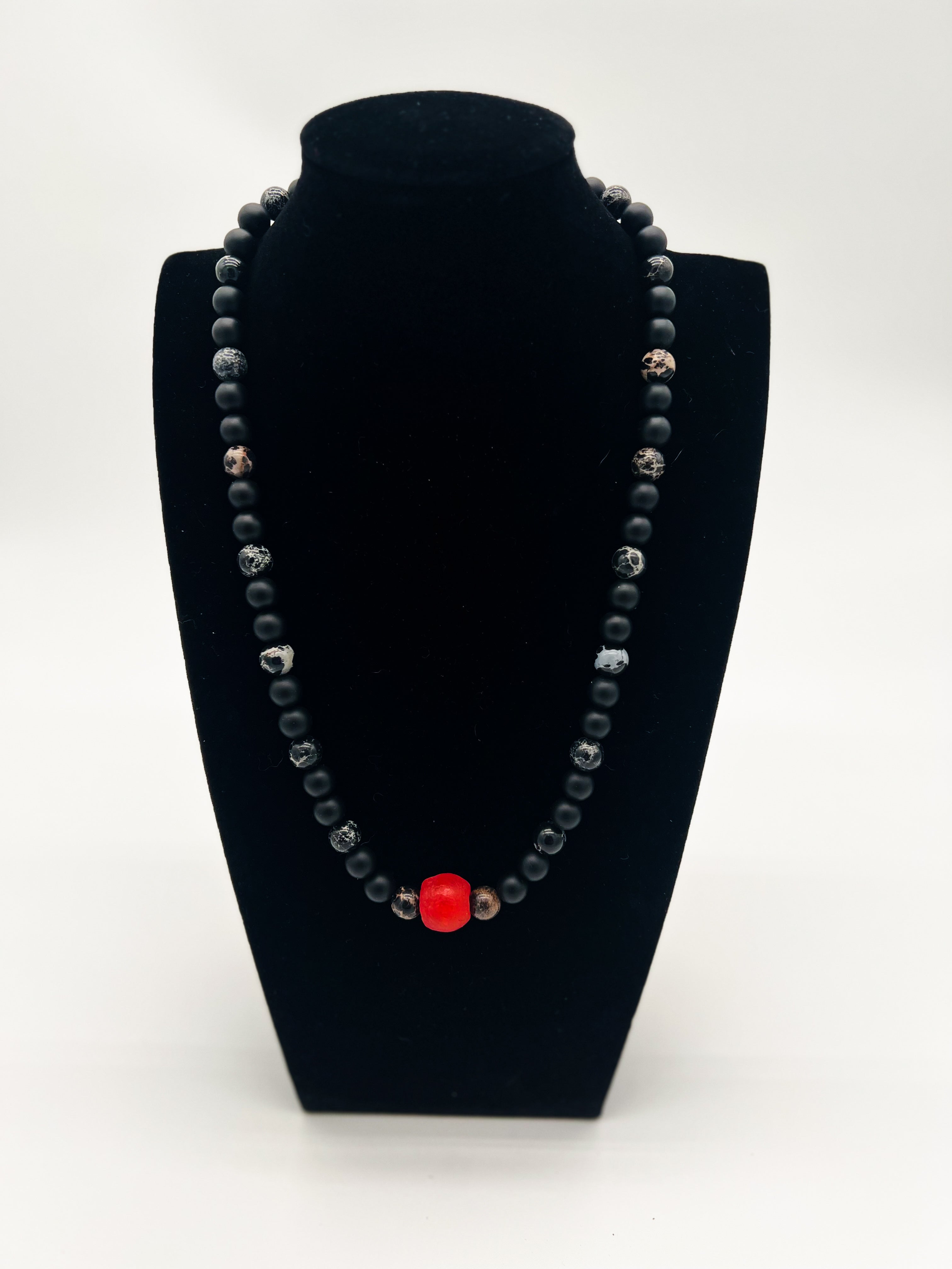 Black Jasper & Onyx Necklace 24"