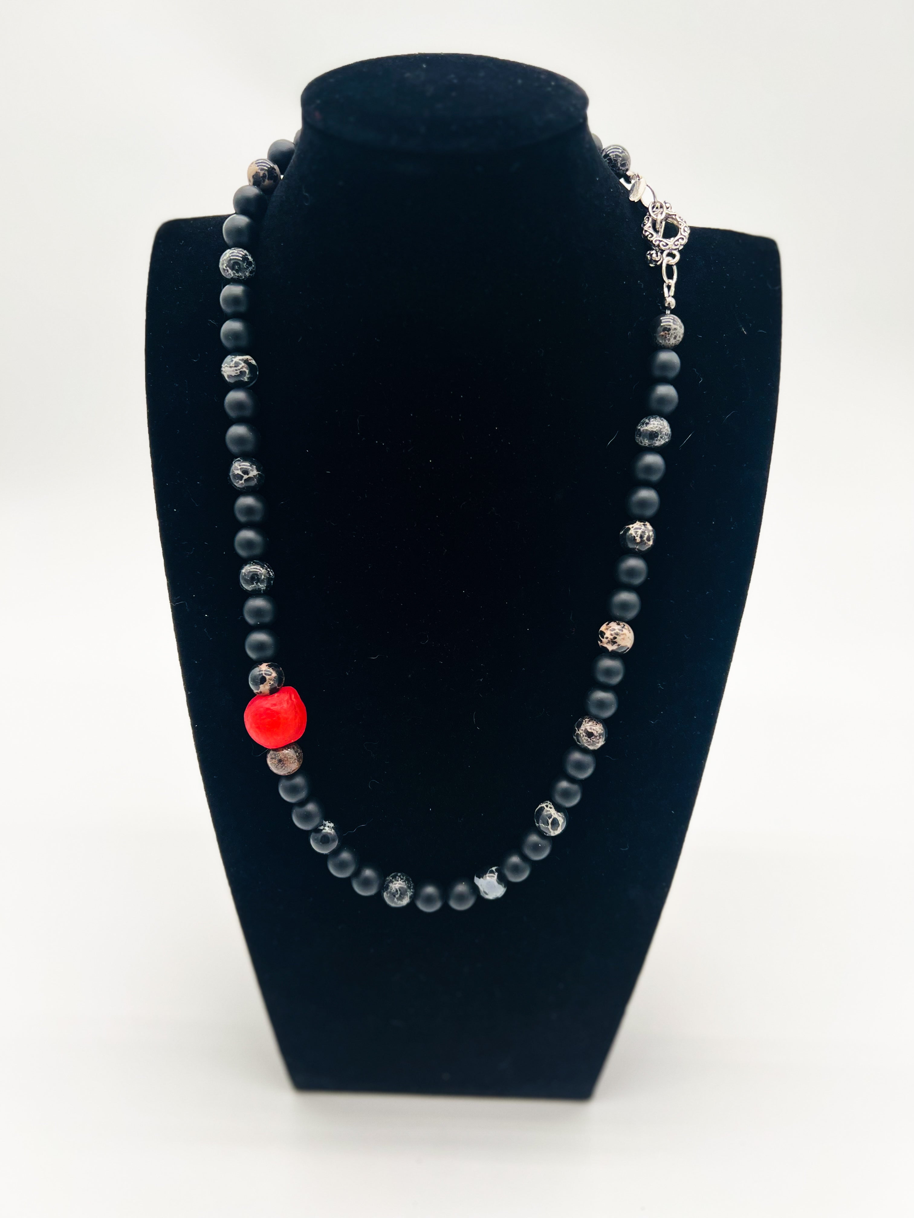 Black Jasper & Onyx Necklace 24"