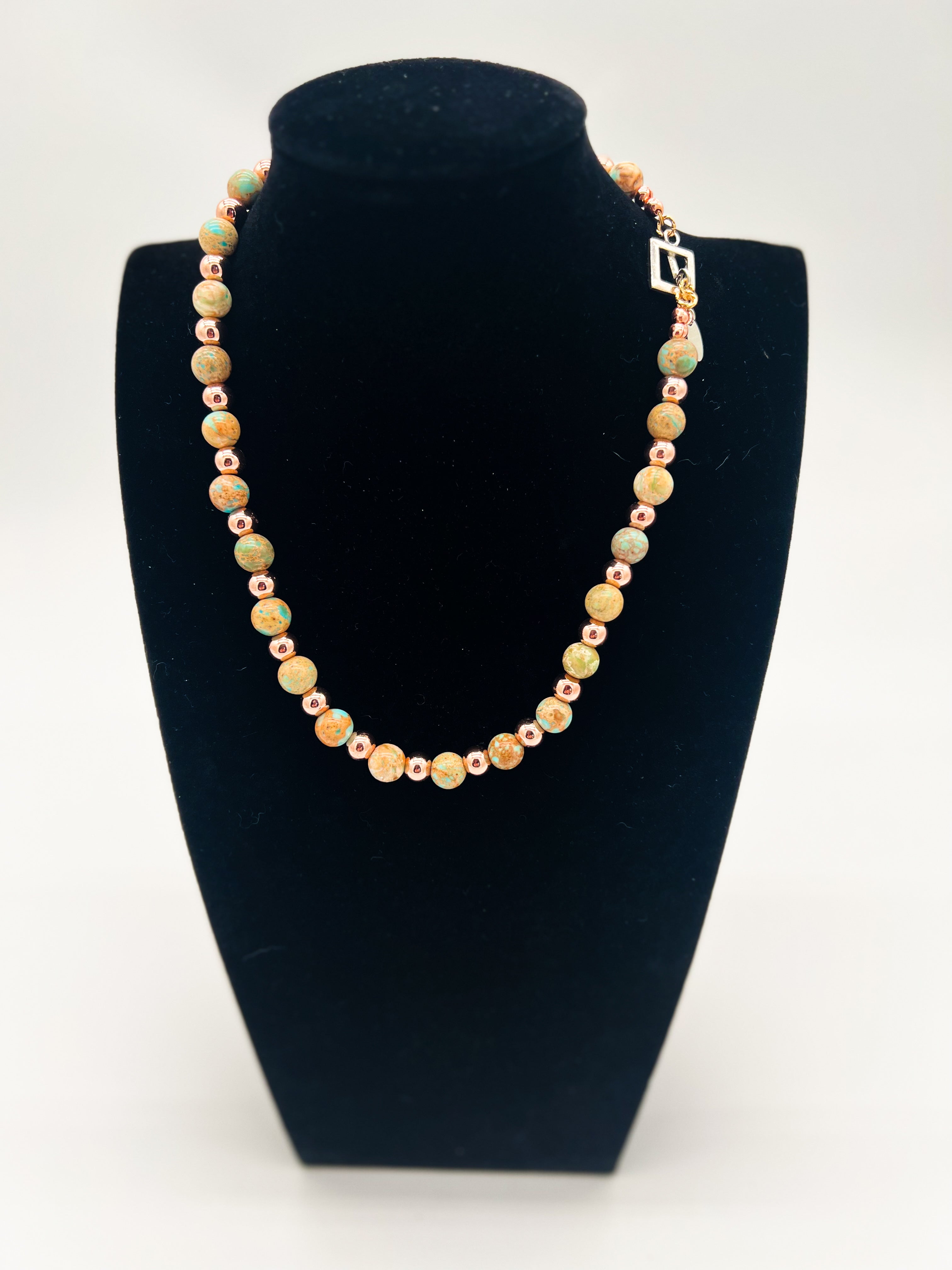 Turquoise & Rose Gold Necklace 20"