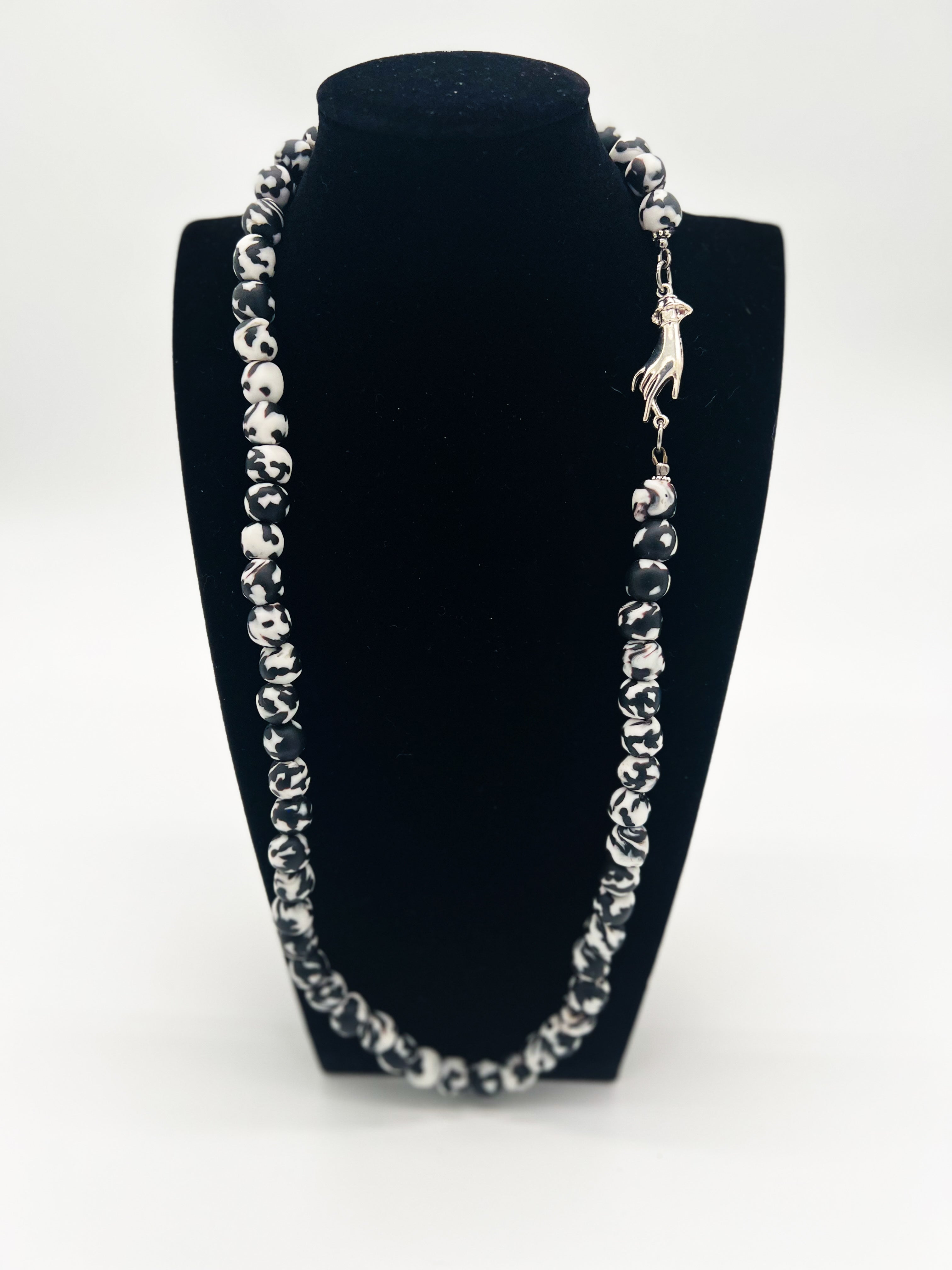 Black & White Sweater Necklace 26"