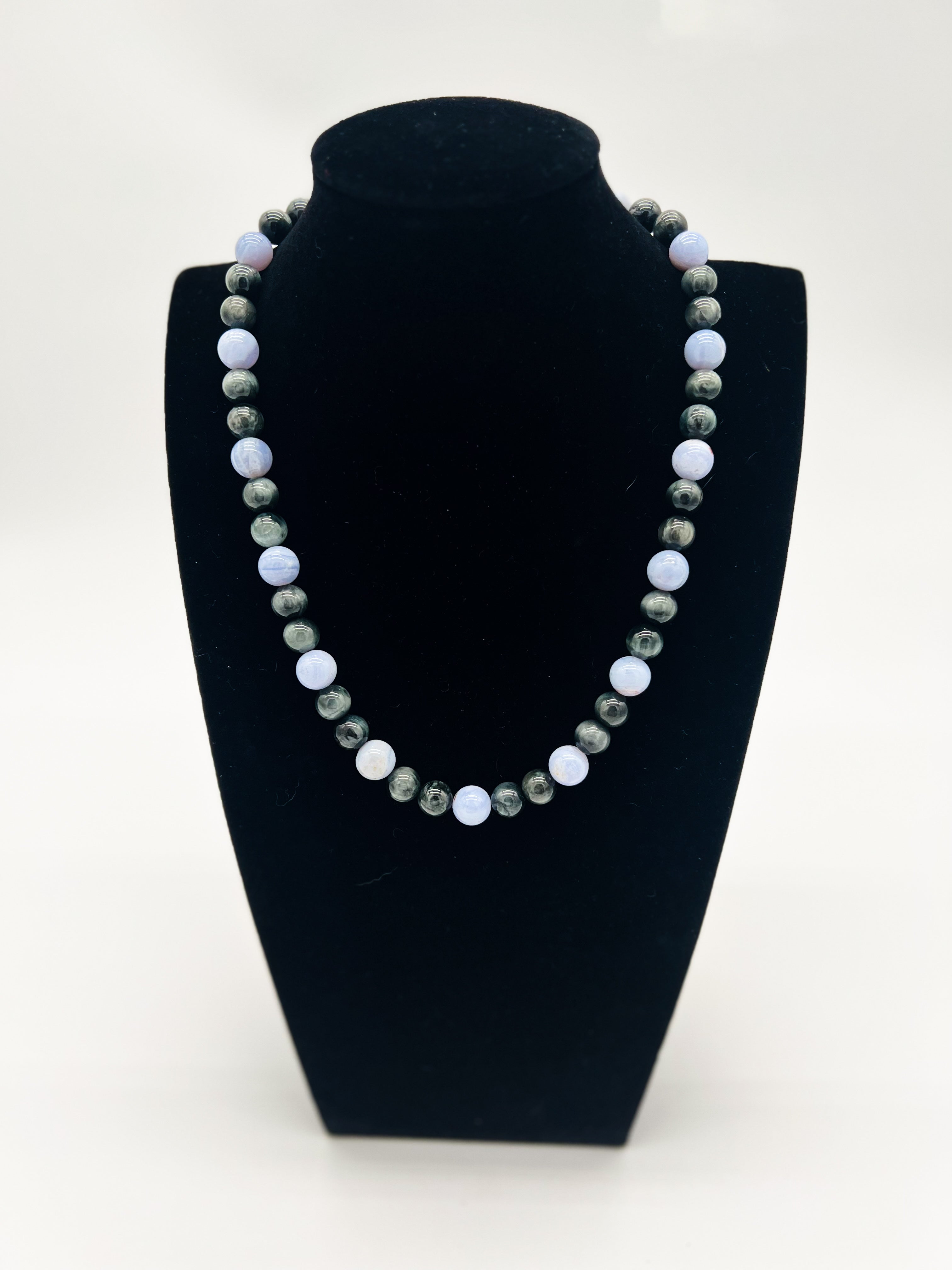 Eagle Eye & Blue Lace Necklace 20.5"