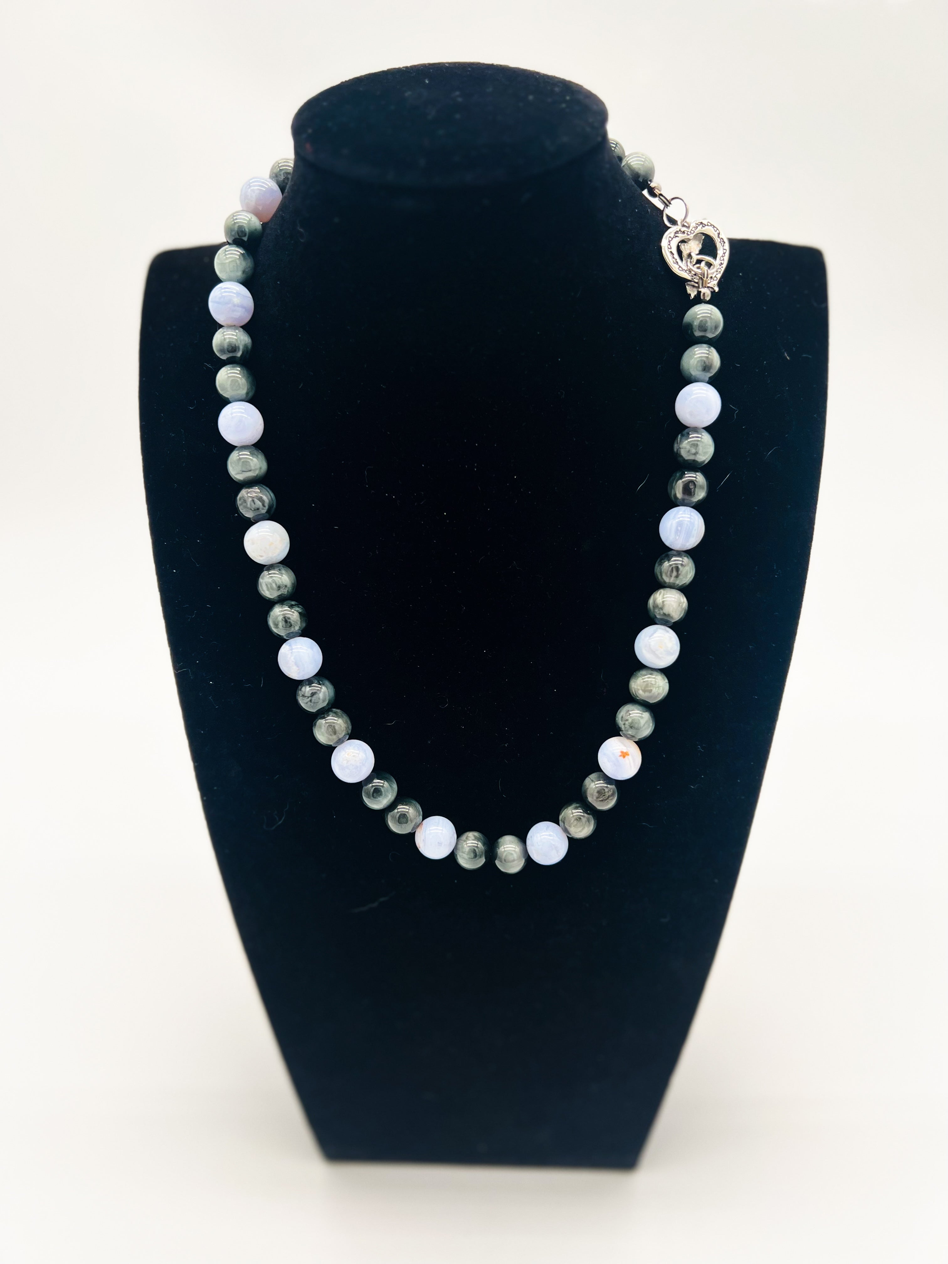 Eagle Eye & Blue Lace Necklace 20.5"