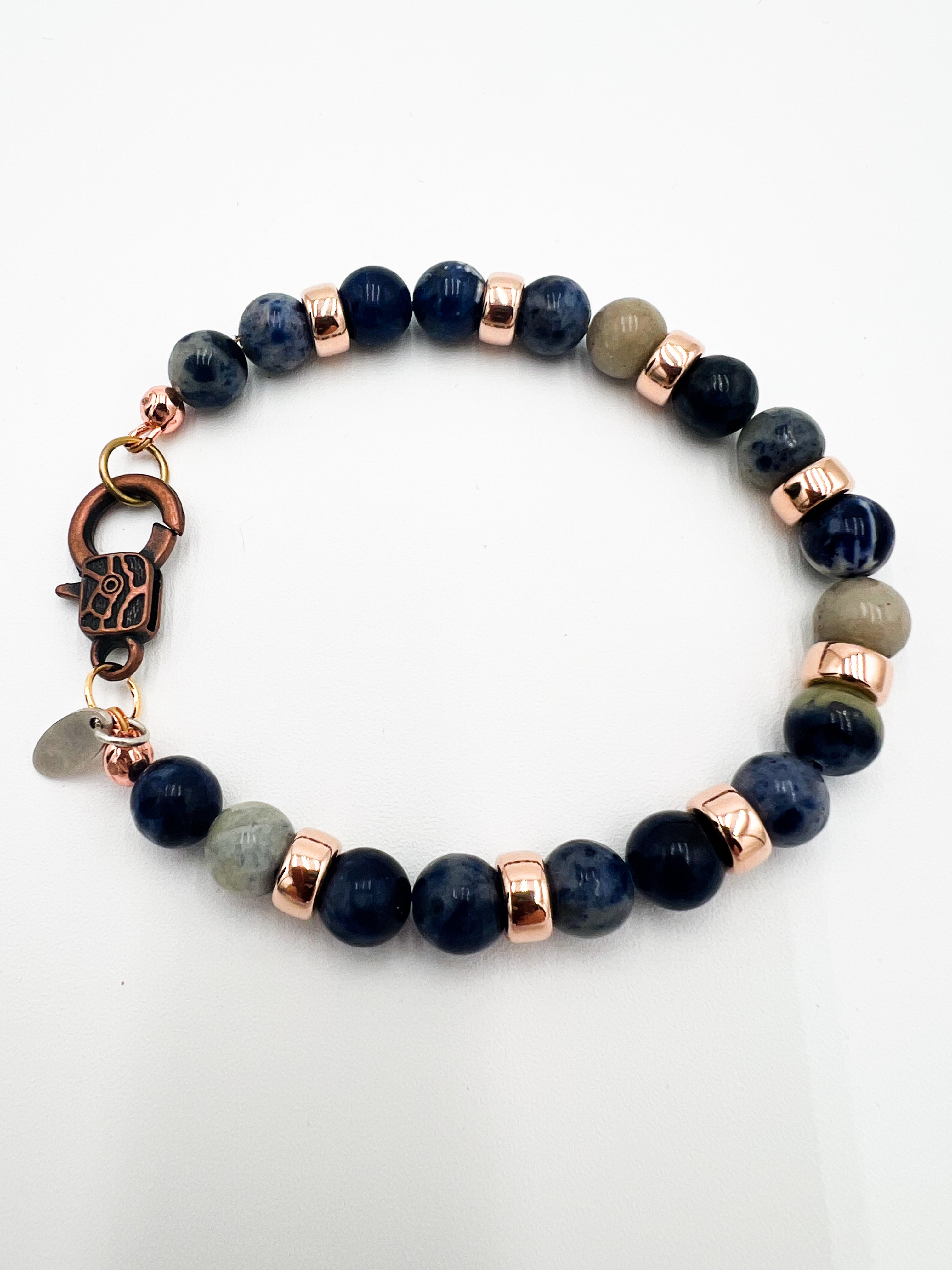 Sodalite & Rose Gold Bracelet 7.5"
