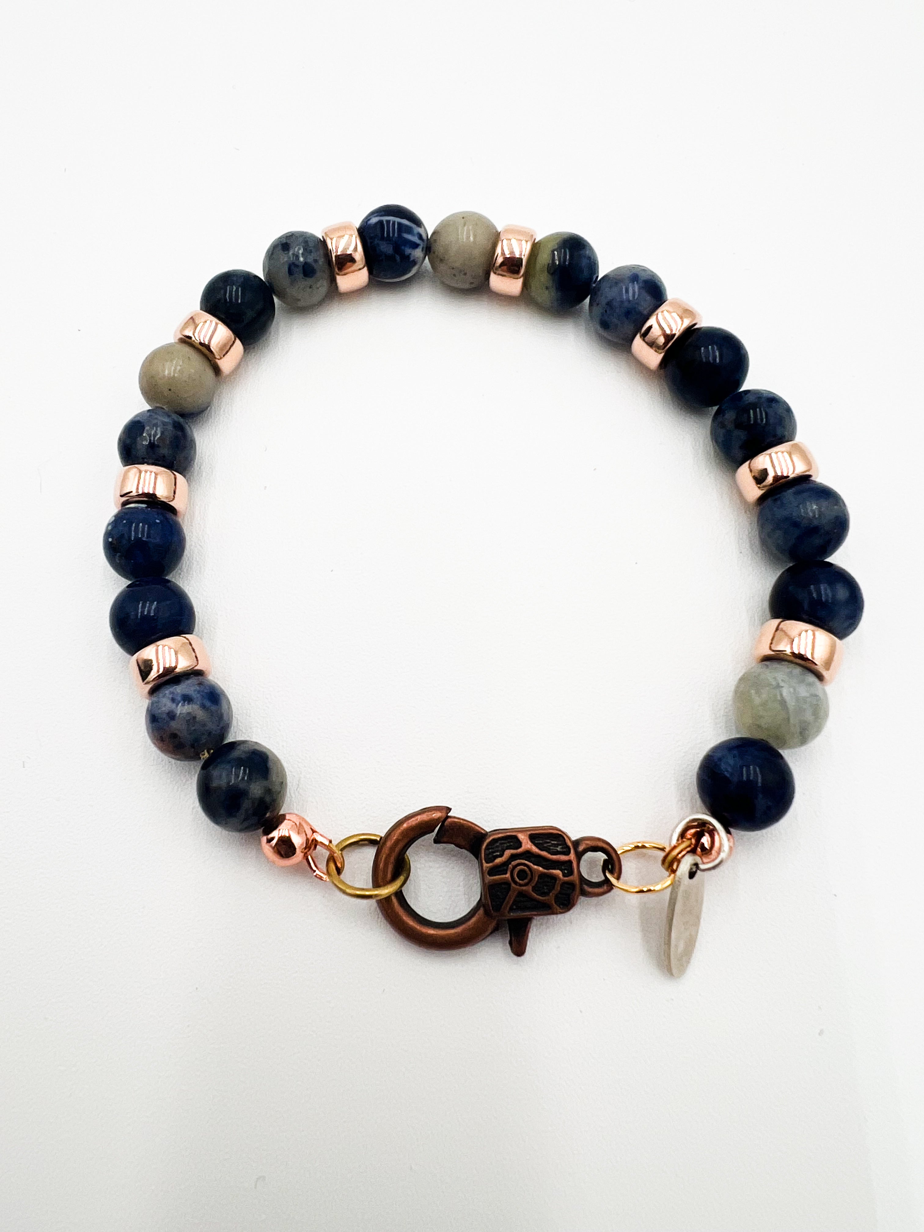 Sodalite & Rose Gold Bracelet 7.5"