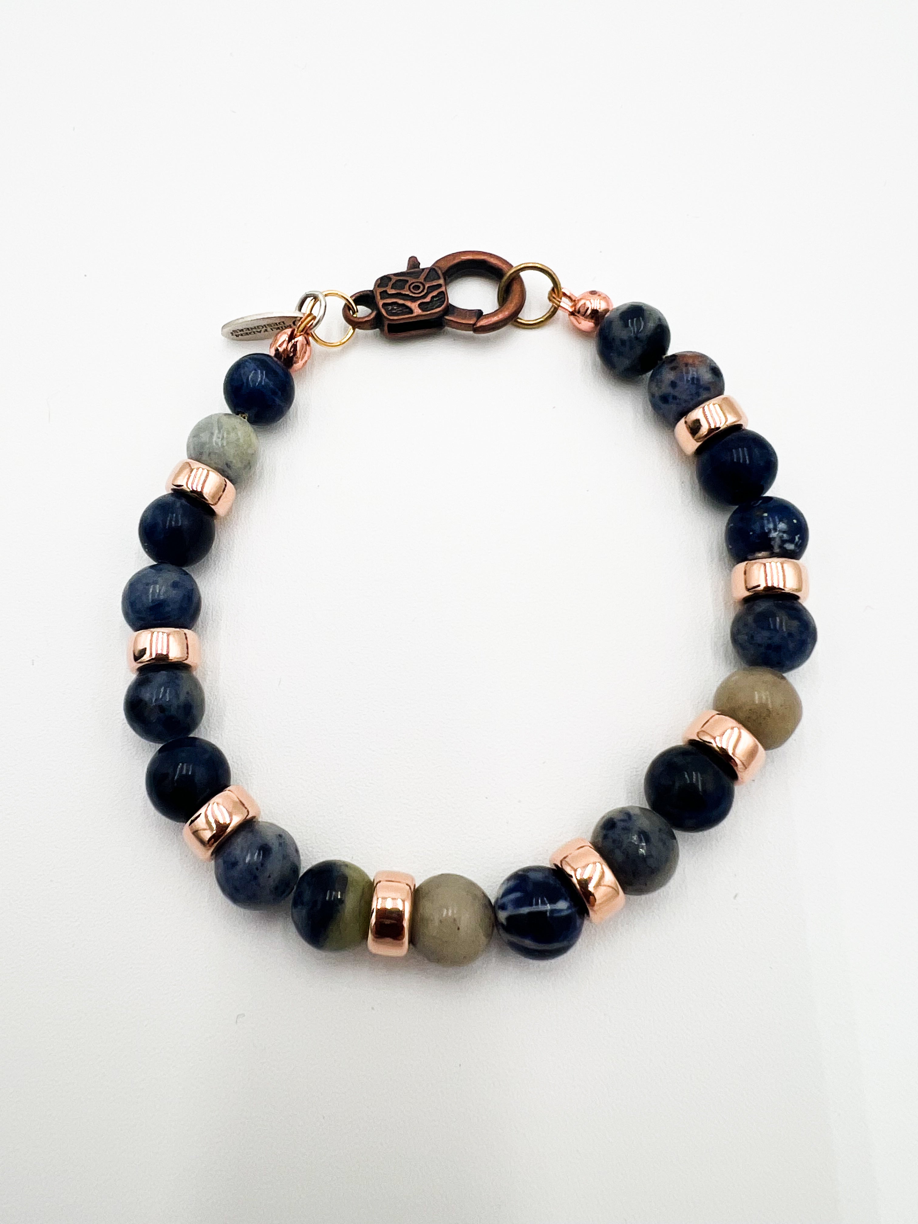 Sodalite & Rose Gold Bracelet 7.5"