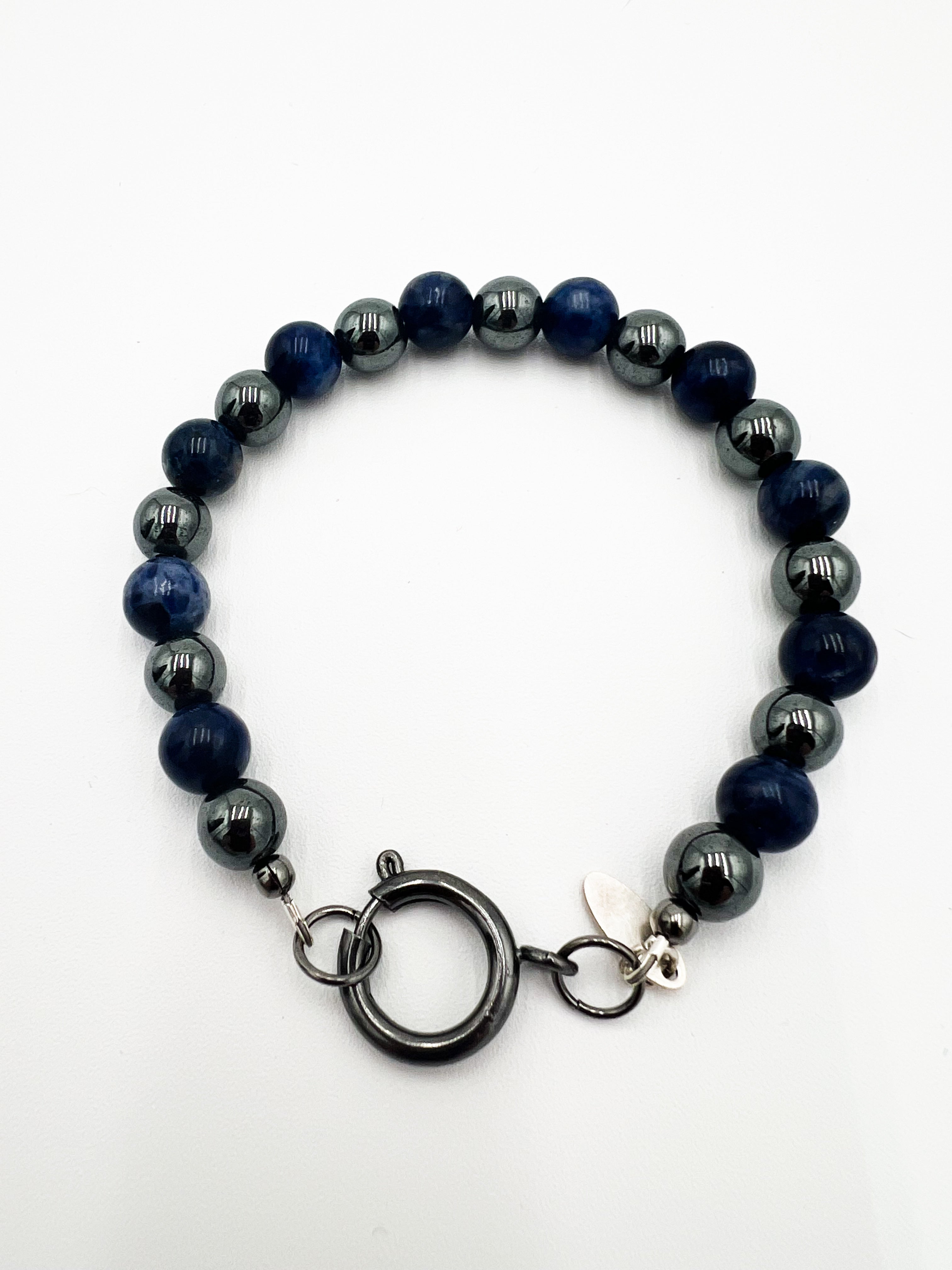 Hematite & Sodalite Bracelet 7.5"