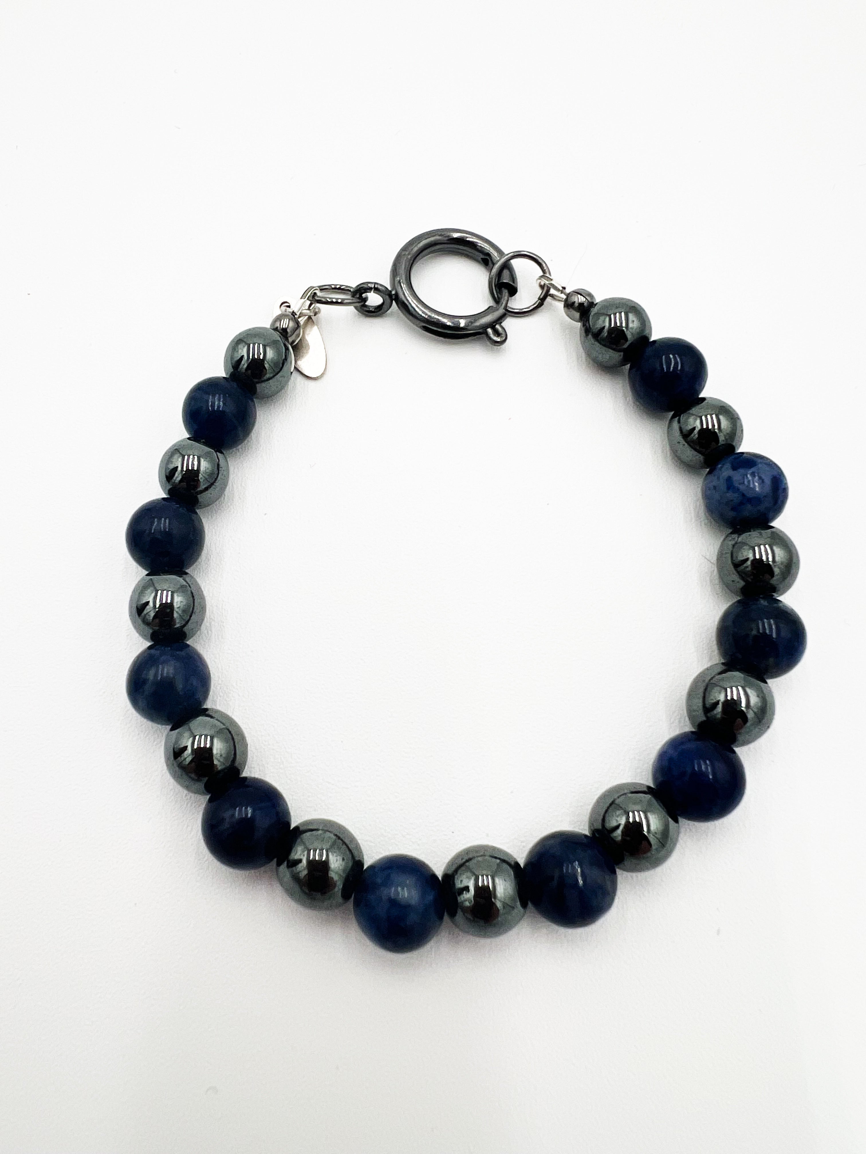 Hematite & Sodalite Bracelet 7.5"