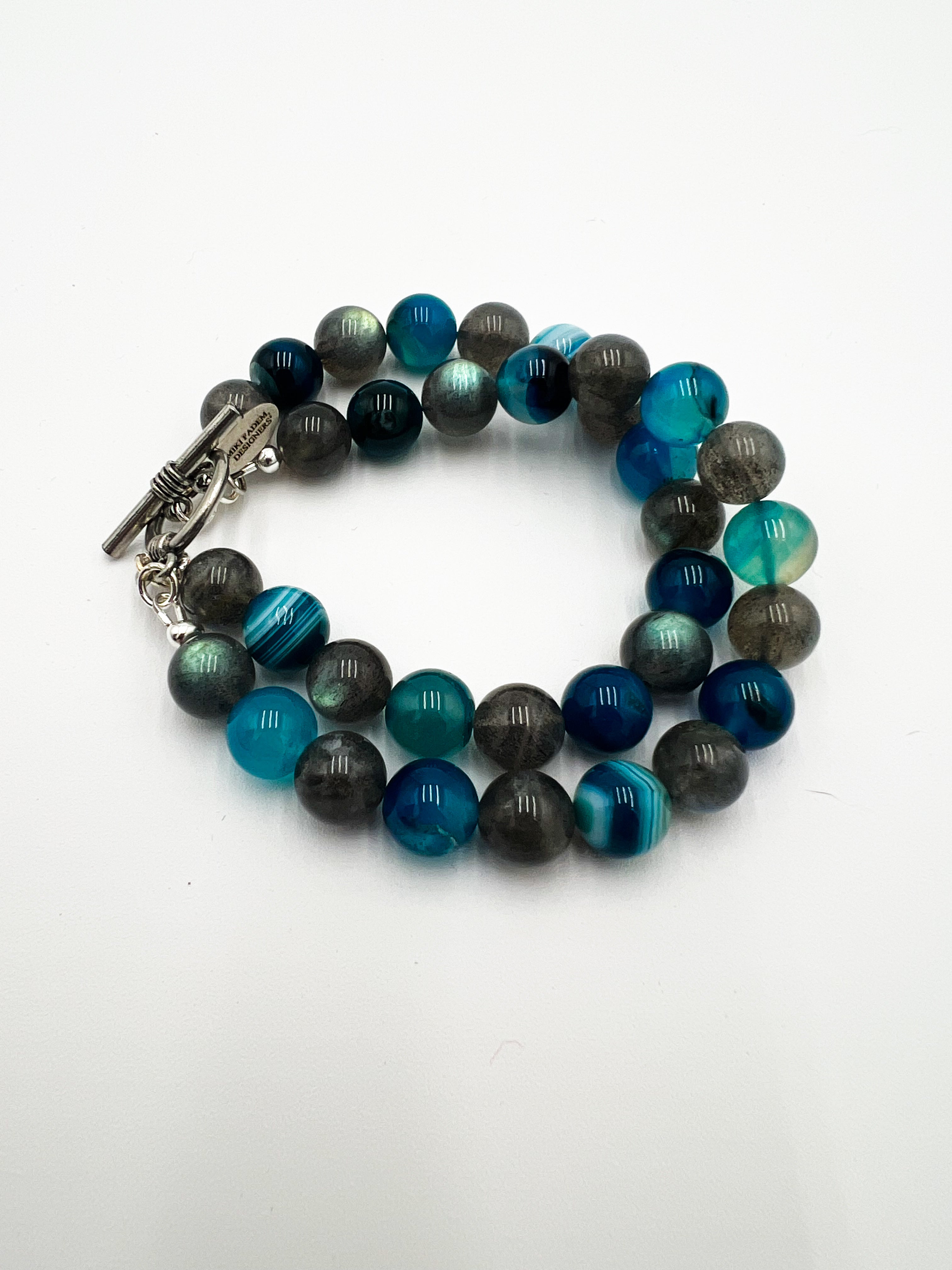 Blue Crystal Agate Double Bracelet 7"