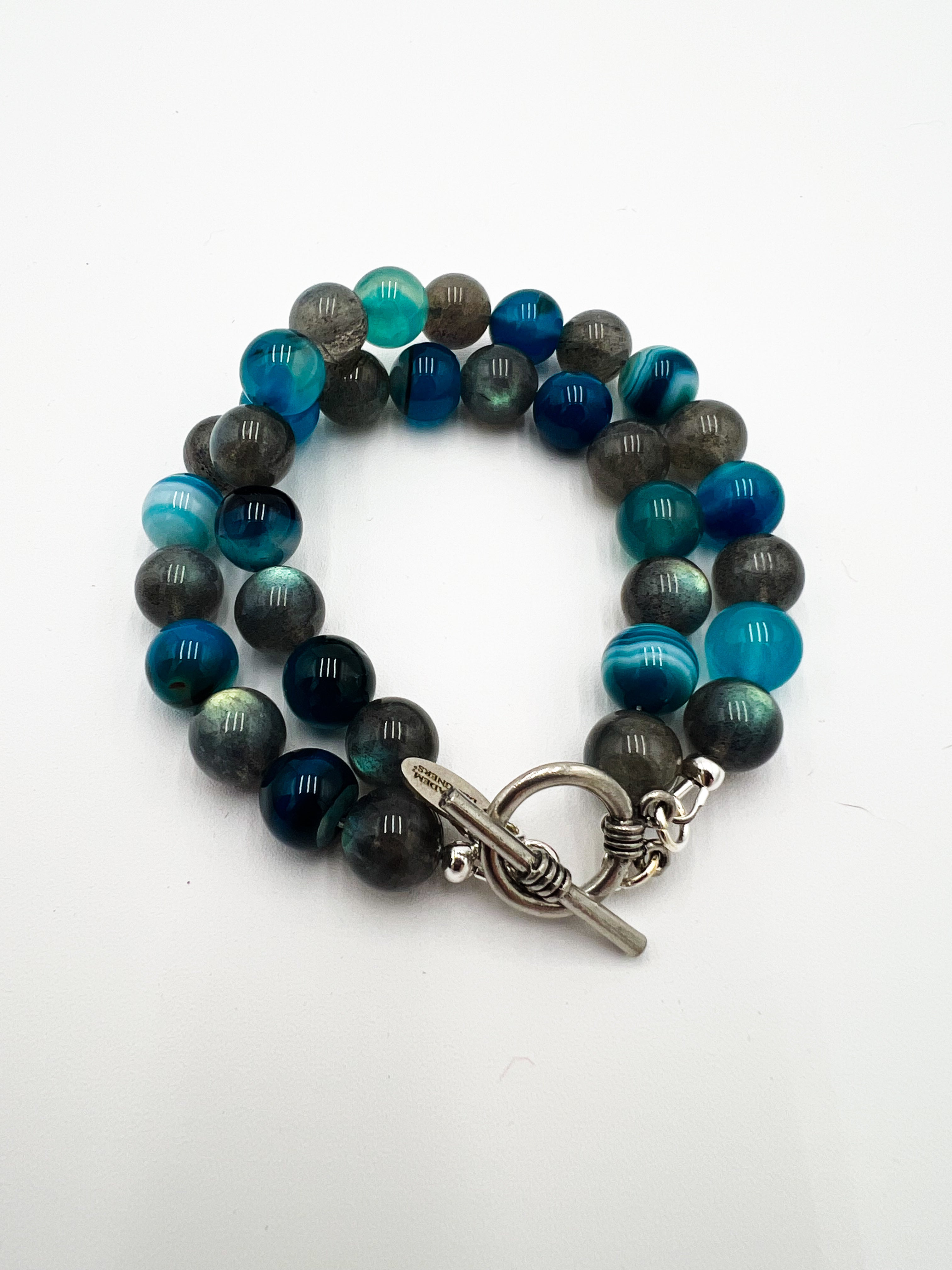 Blue Crystal Agate Double Bracelet 7"