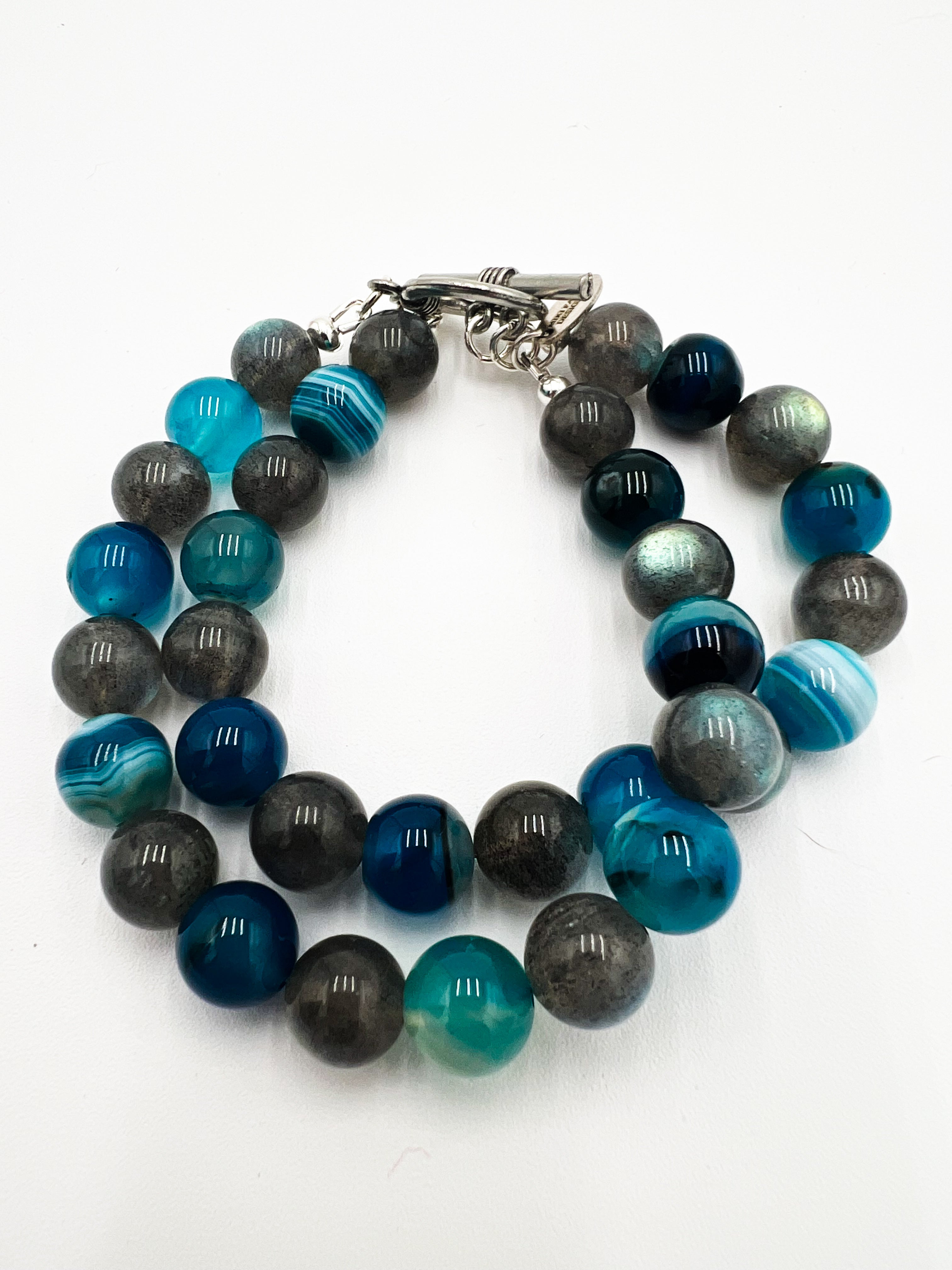 Blue Crystal Agate Double Bracelet 7"