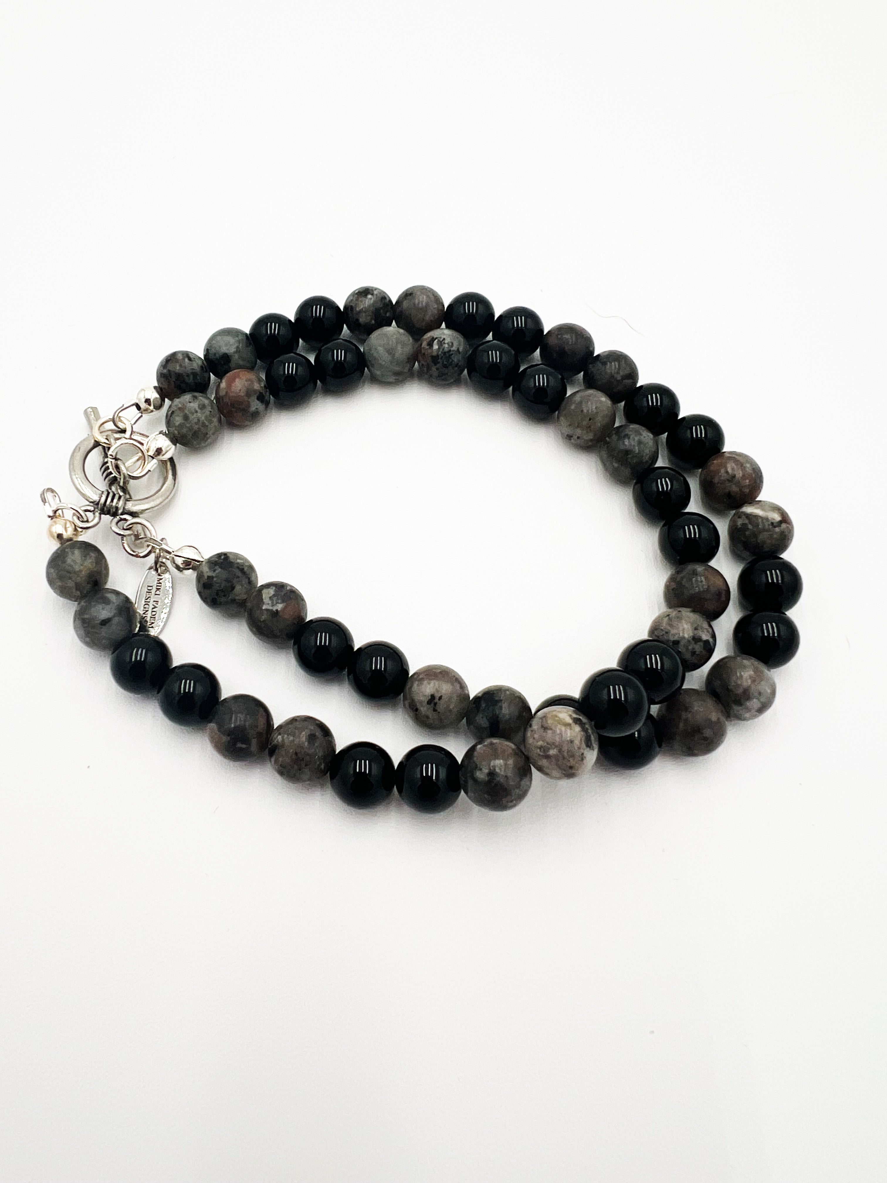 Yooperlite & Onyx Double Bracelet 9.5"