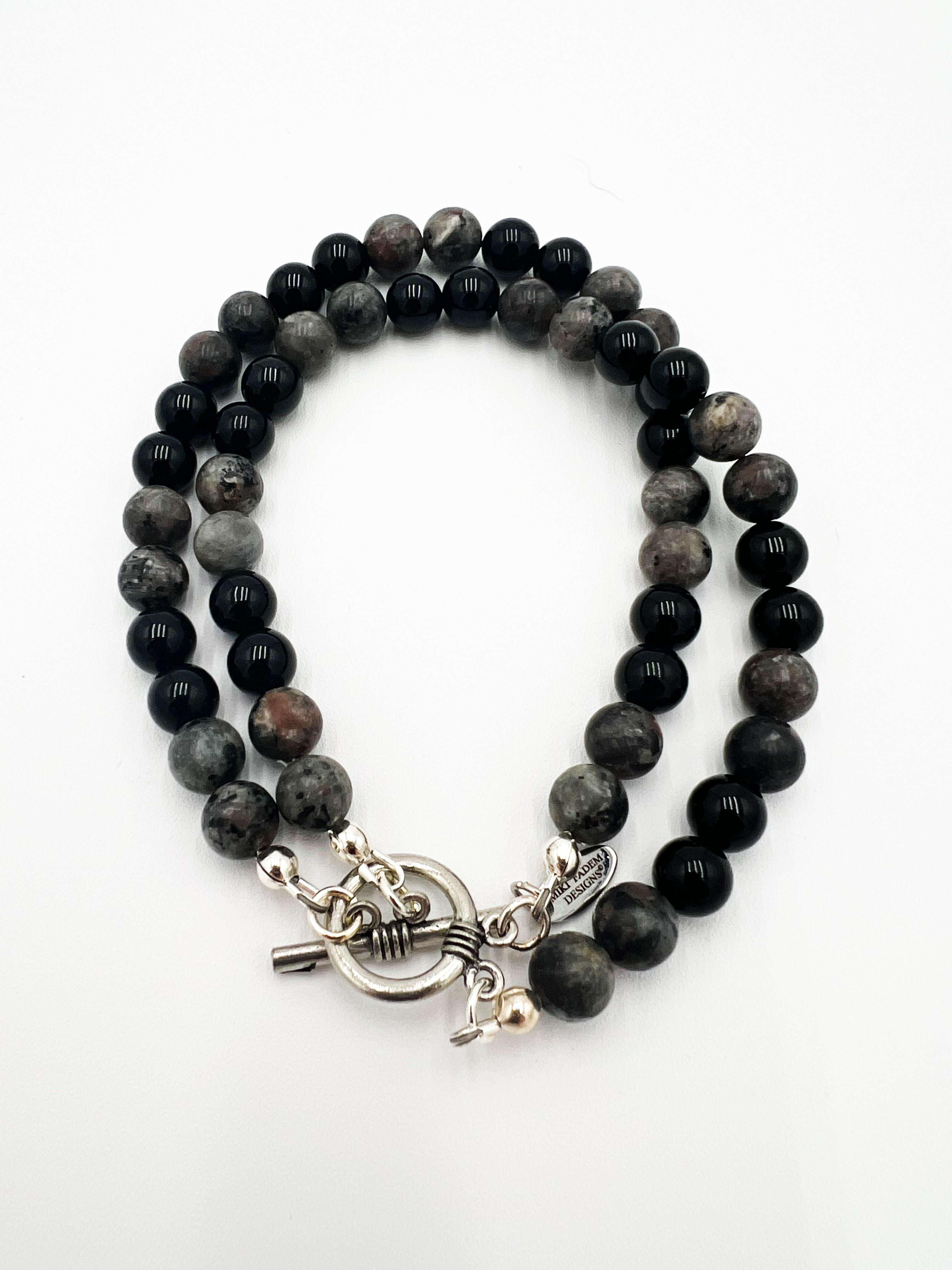 Yooperlite & Onyx Double Bracelet 9.5"